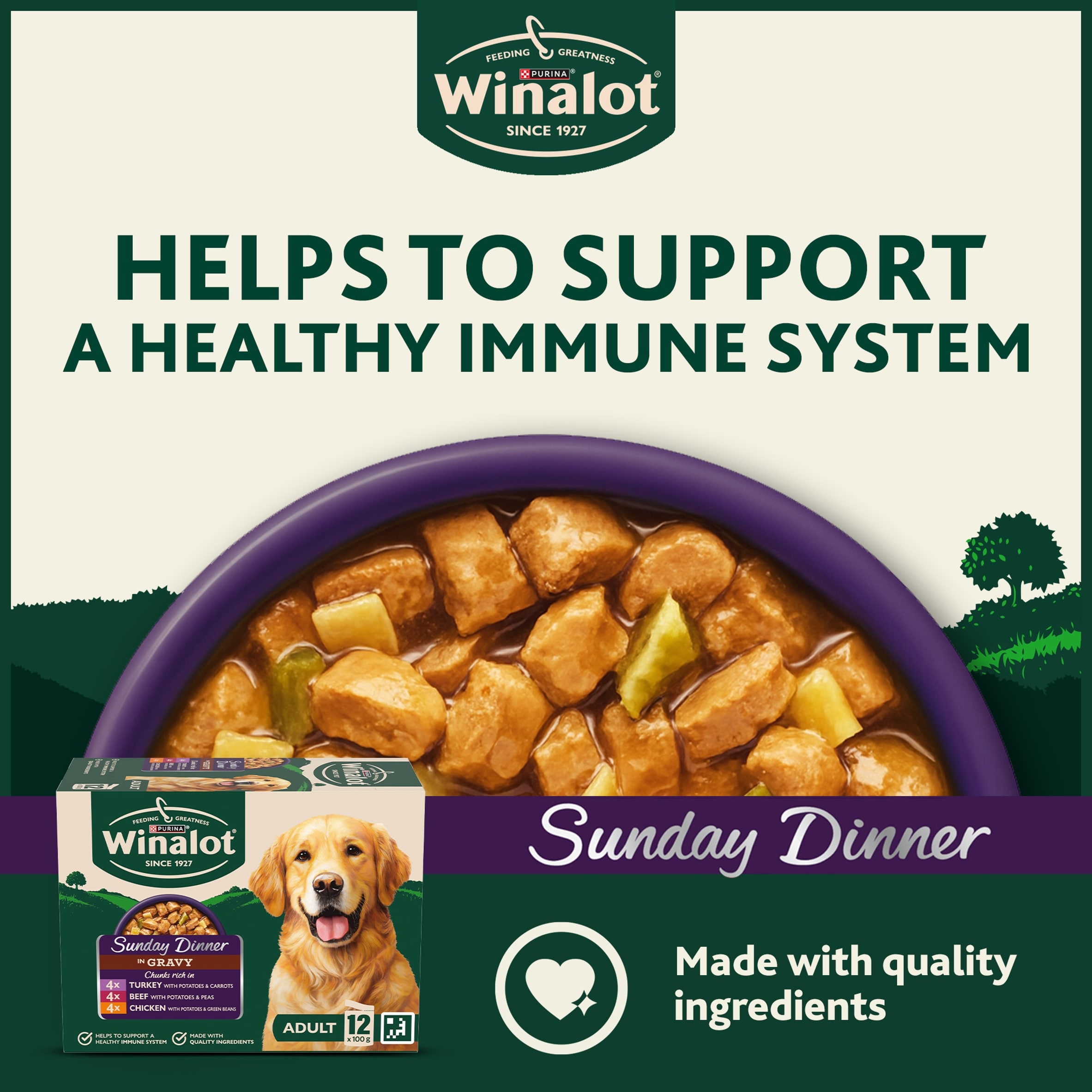 WINALOT Sunday Dinner Mixed in Gravy Wet Dog Food 12x100g thumbnail 3