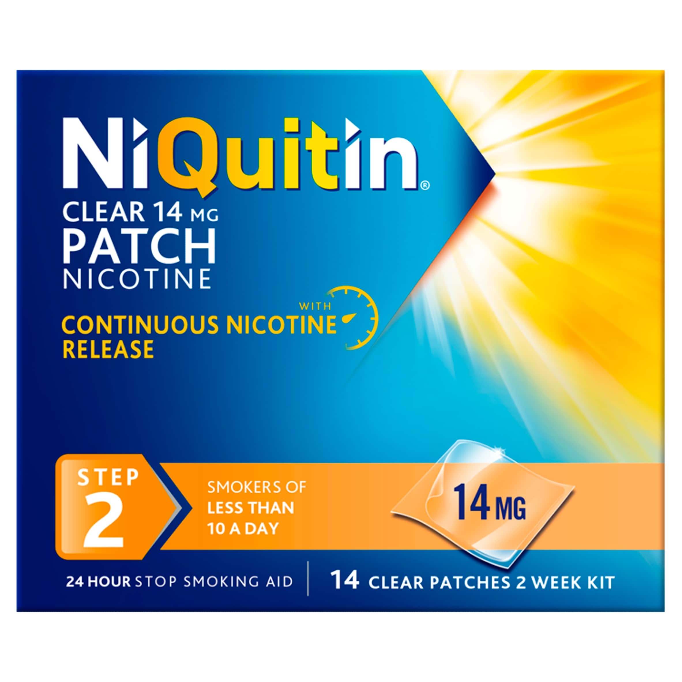 NiQuitin Clear Patch Stop Smoking Aid Step 2 14mg Nicotine Patches 14s