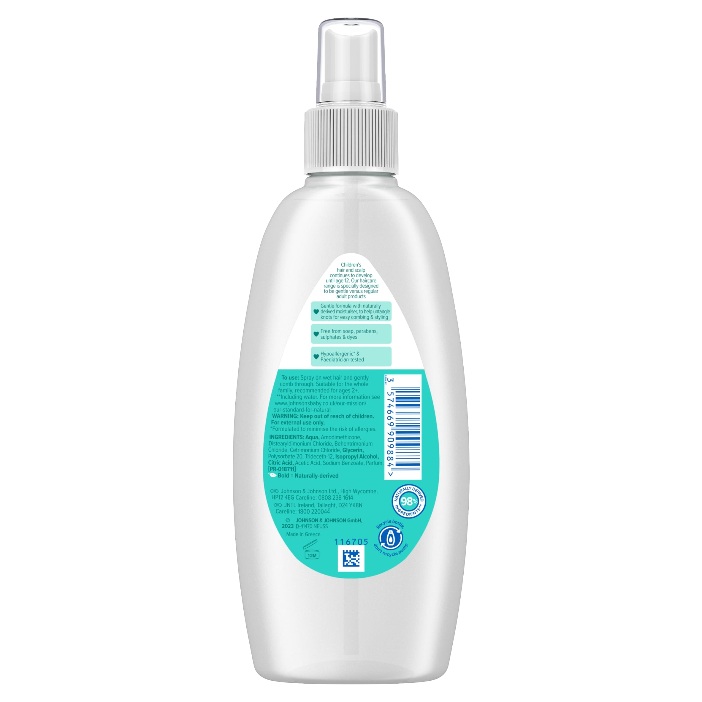 Johnson's No More Tangles Kids Conditioner Spray Easy Combing 200ml thumbnail 5