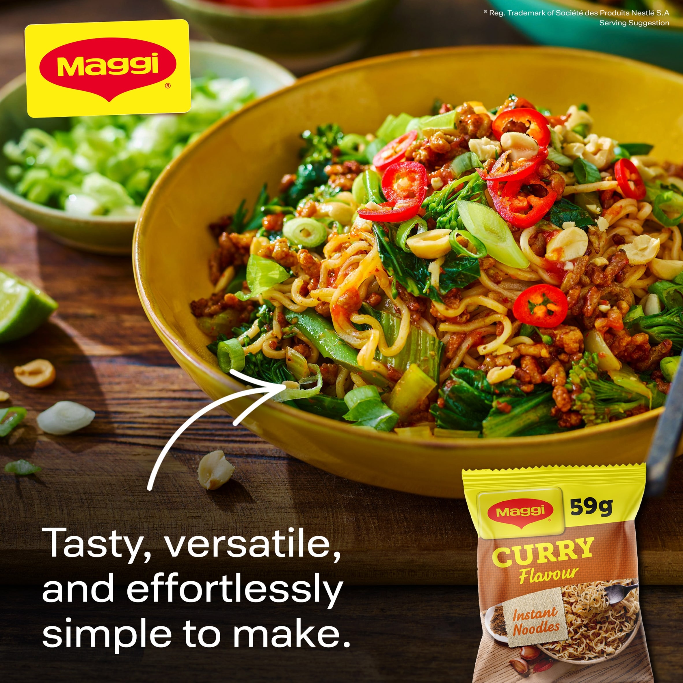 MAGGI 3 Minute Instant Noodles Curry Flavour 59g  thumbnail 3