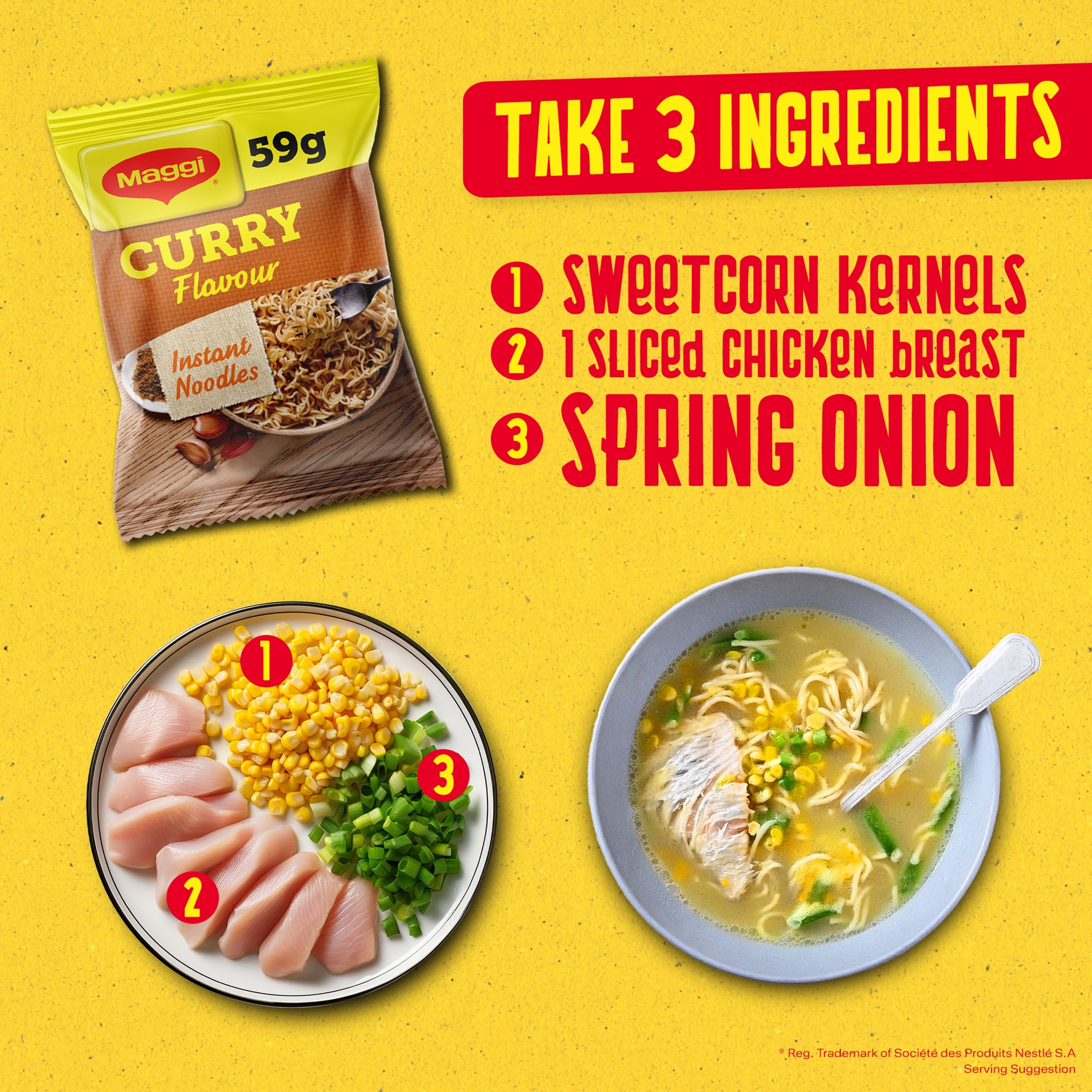 MAGGI 3 Minute Instant Noodles Curry Flavour 59g  thumbnail 4