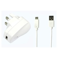 Tesco 2.4A Mains Home Charger Plug With USB C Phone Charger Cable 1M White