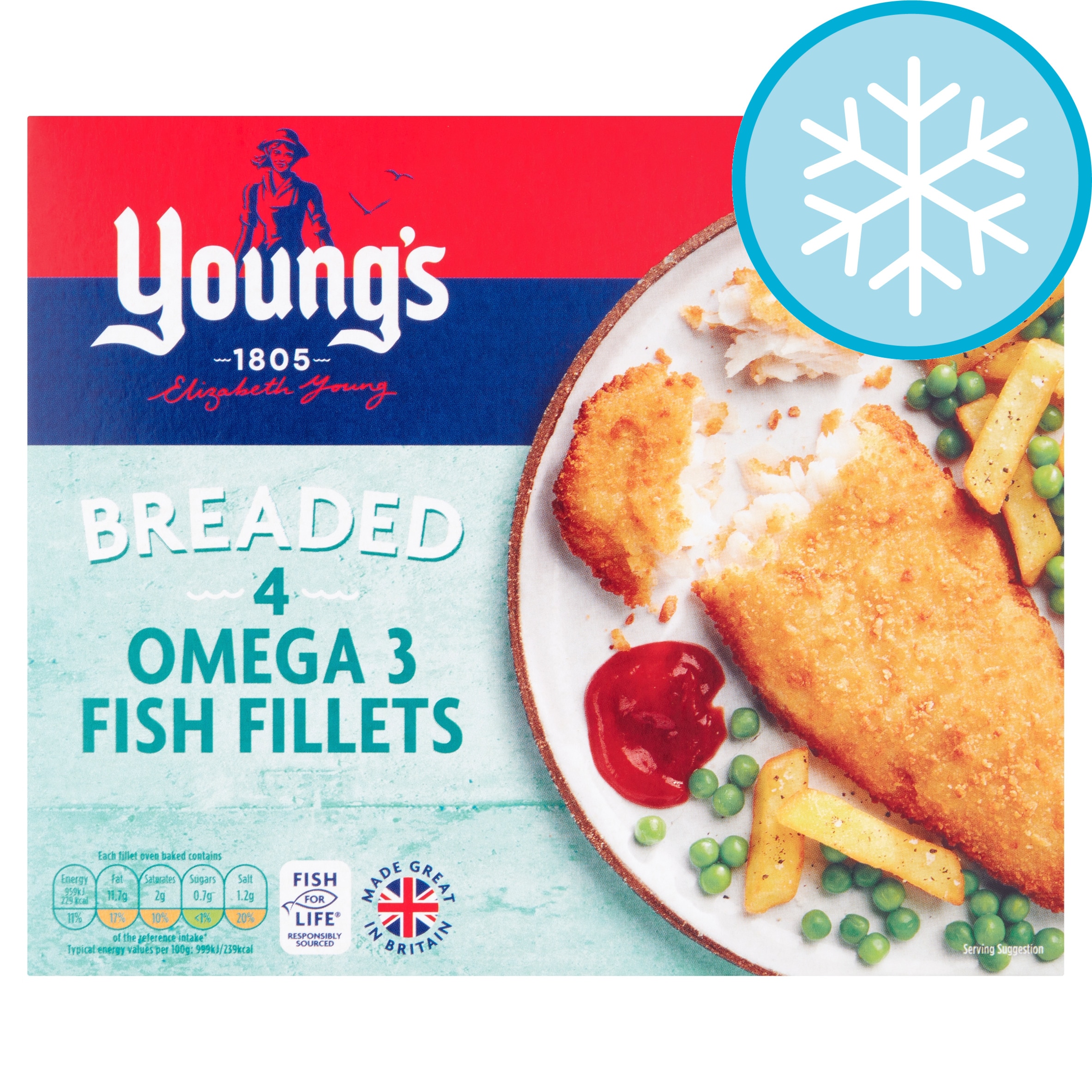 Young's 4 Breaded Omega 3 Fish Fillets 400g