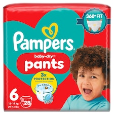 Pampers Baby-Dry Nappy Pants Size 6 28 Pack