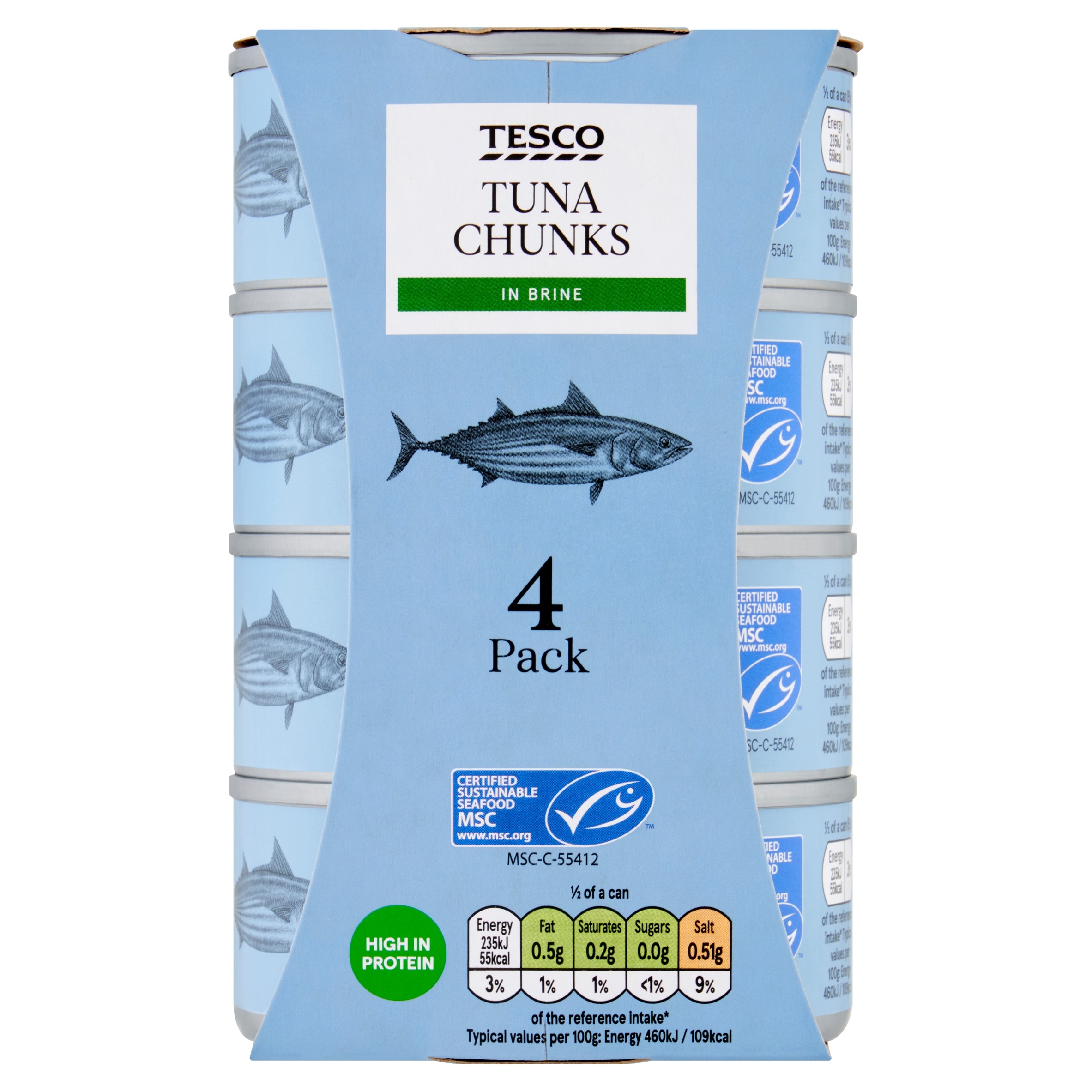 Tesco Tuna Chunks In Brine 4 X 145G