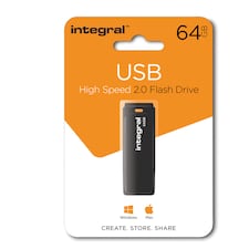 Integral USB Flash Drive Memory Stick 64GB Black
