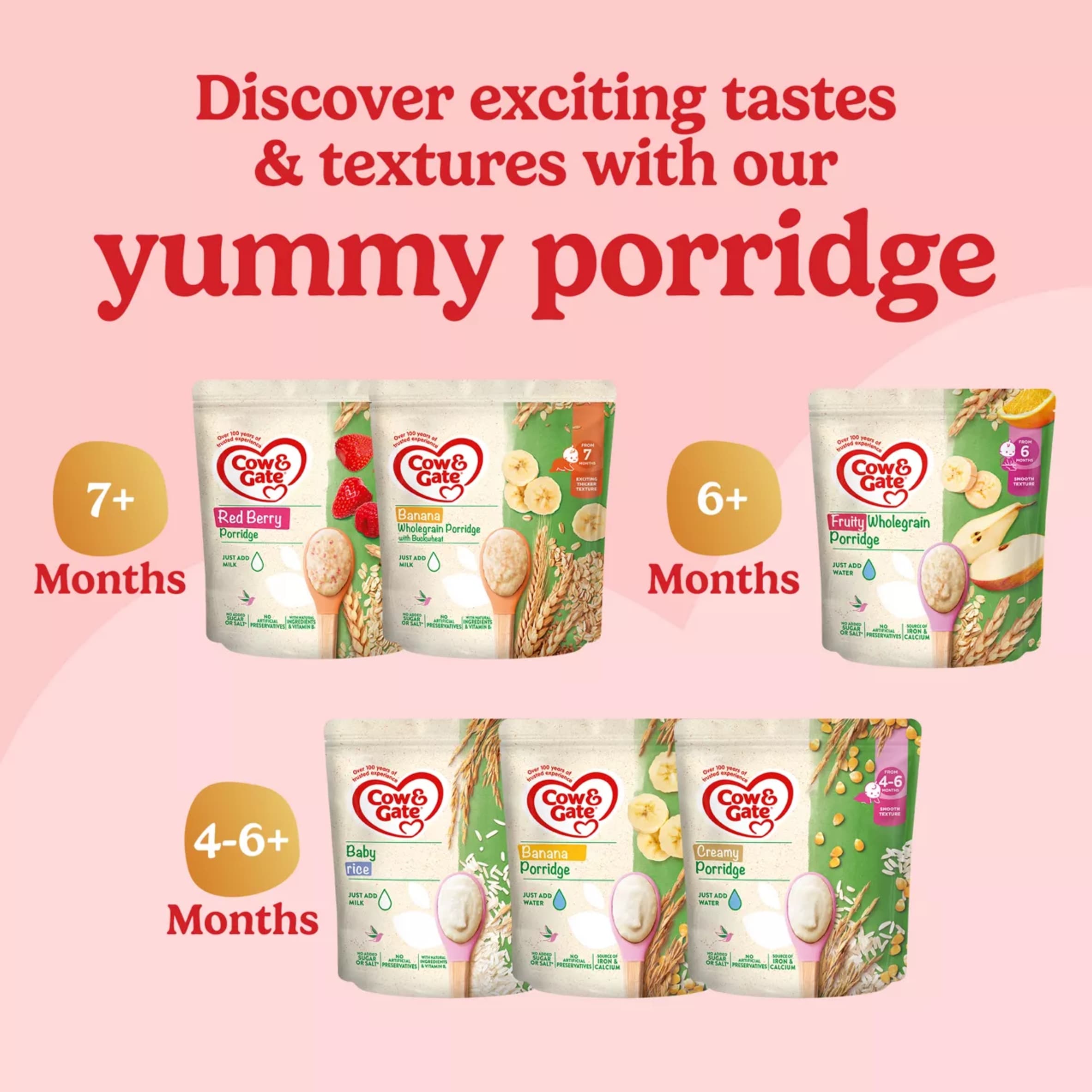 Cow And Gate Banana Wholegrain Porridge Baby Cereal From 7 Month 200G thumbnail 3