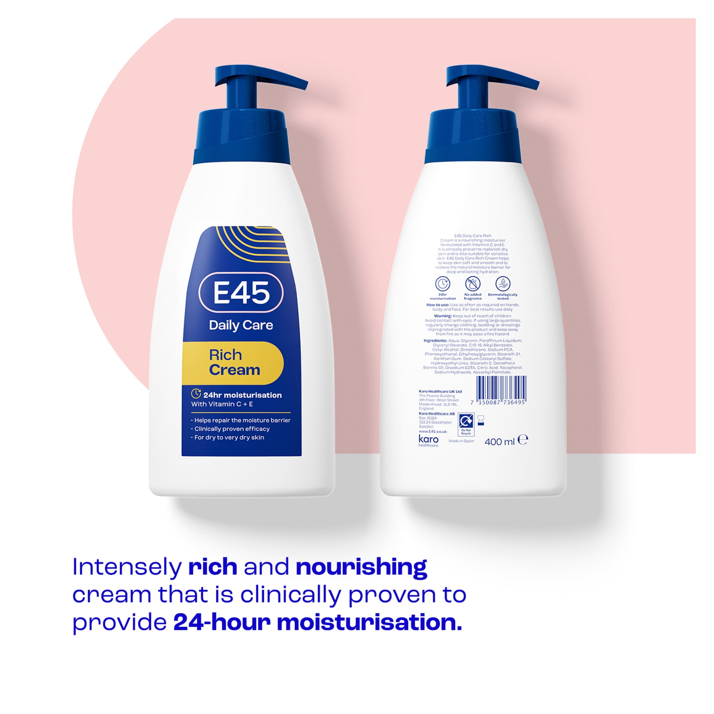 E45 Rich 24 Hour Cream Dry Skin 400Ml thumbnail 2