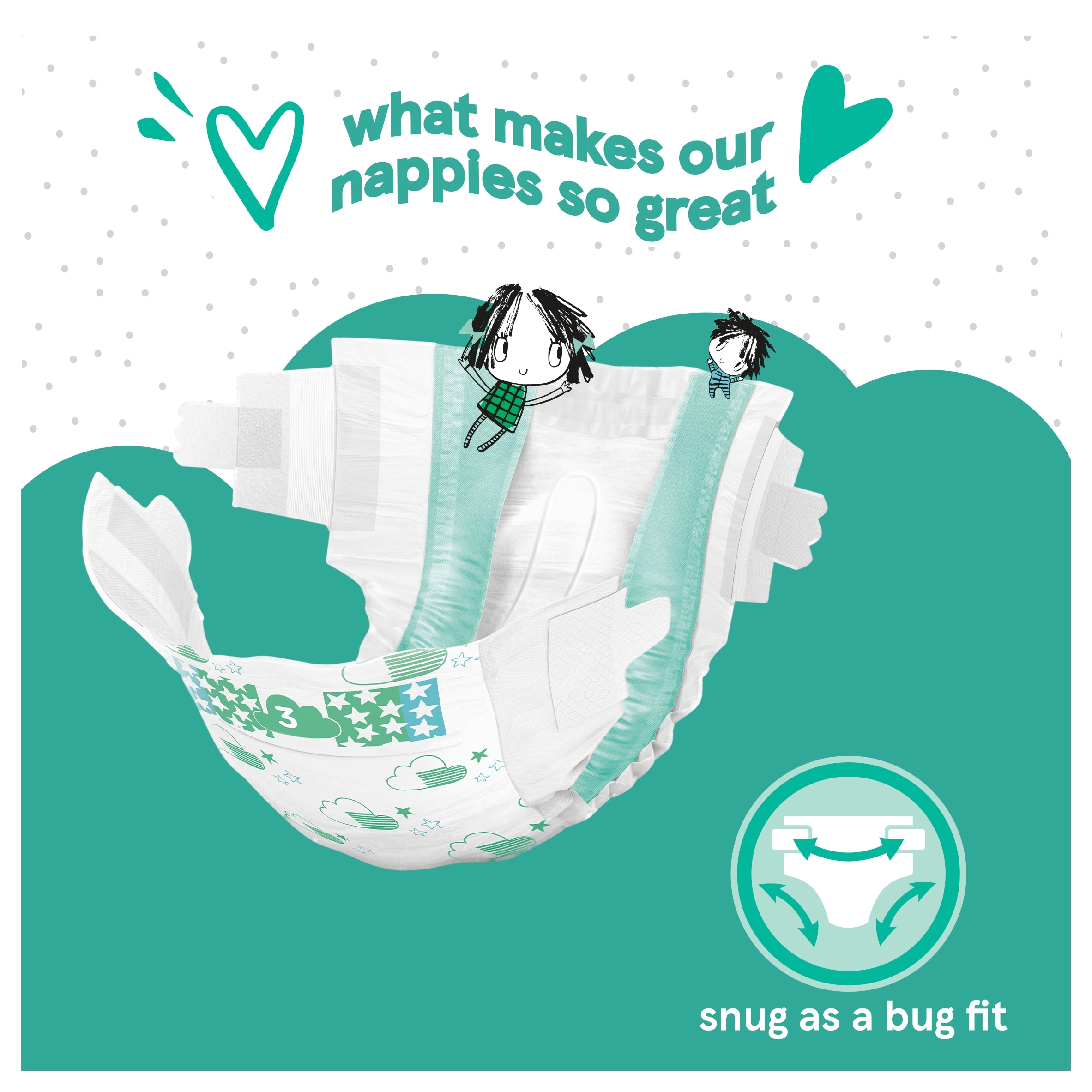 Fred & Flo 56 Ultra Dry Nappies Size 3 thumbnail 2