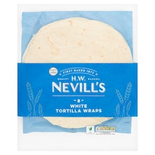 H.W. Nevills Plain White Tortilla Wraps 8 Pack