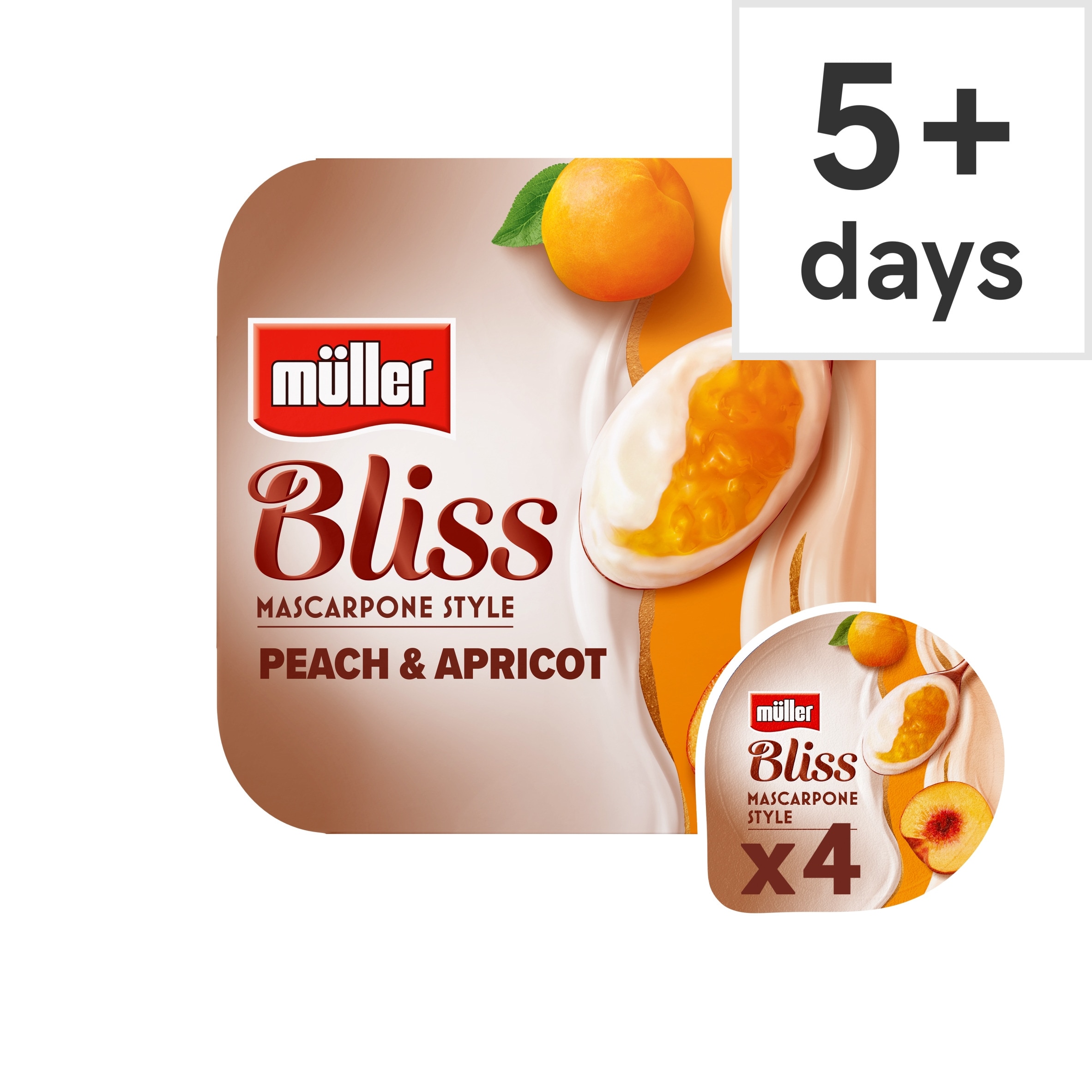 Muller Bliss Mascarpone Style Peach & Apricot Yogurts