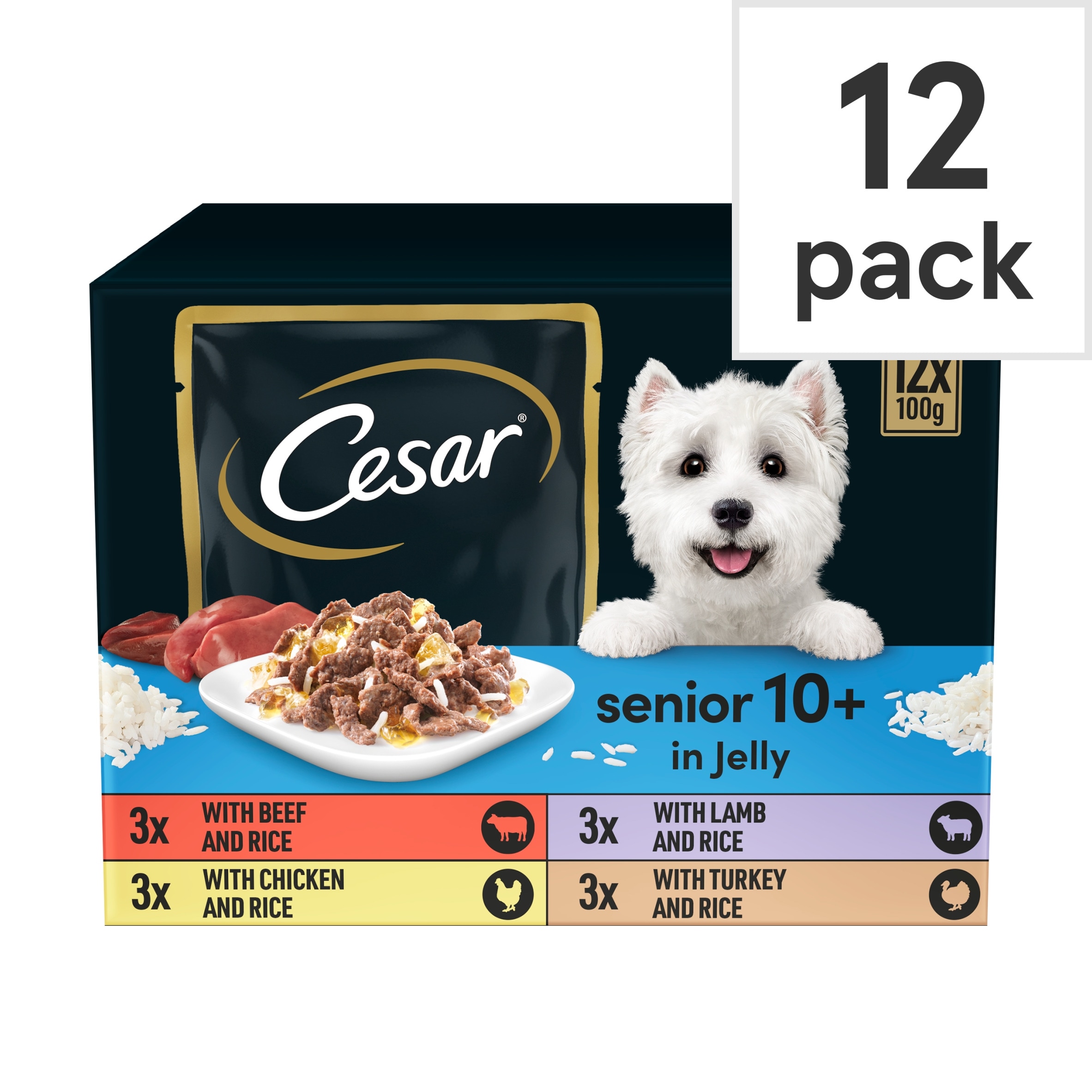 Cesar Senior Wet Dog Food Pouches Mixed Selection in Jelly