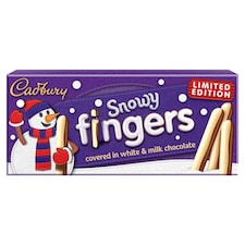 Cadbury Snowy Fingers Milk & White Chocolate Biscuits 115g