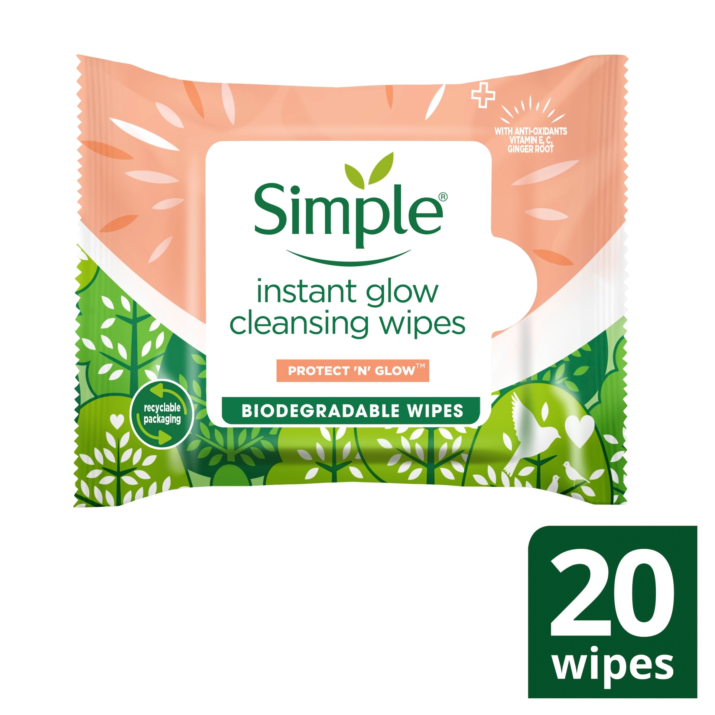 Simple Instant Glow Cleansing Wipes X20