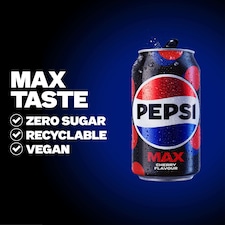 Pepsi Max Cherry No Sugar Cola Cans 24x330ml thumbnail 2