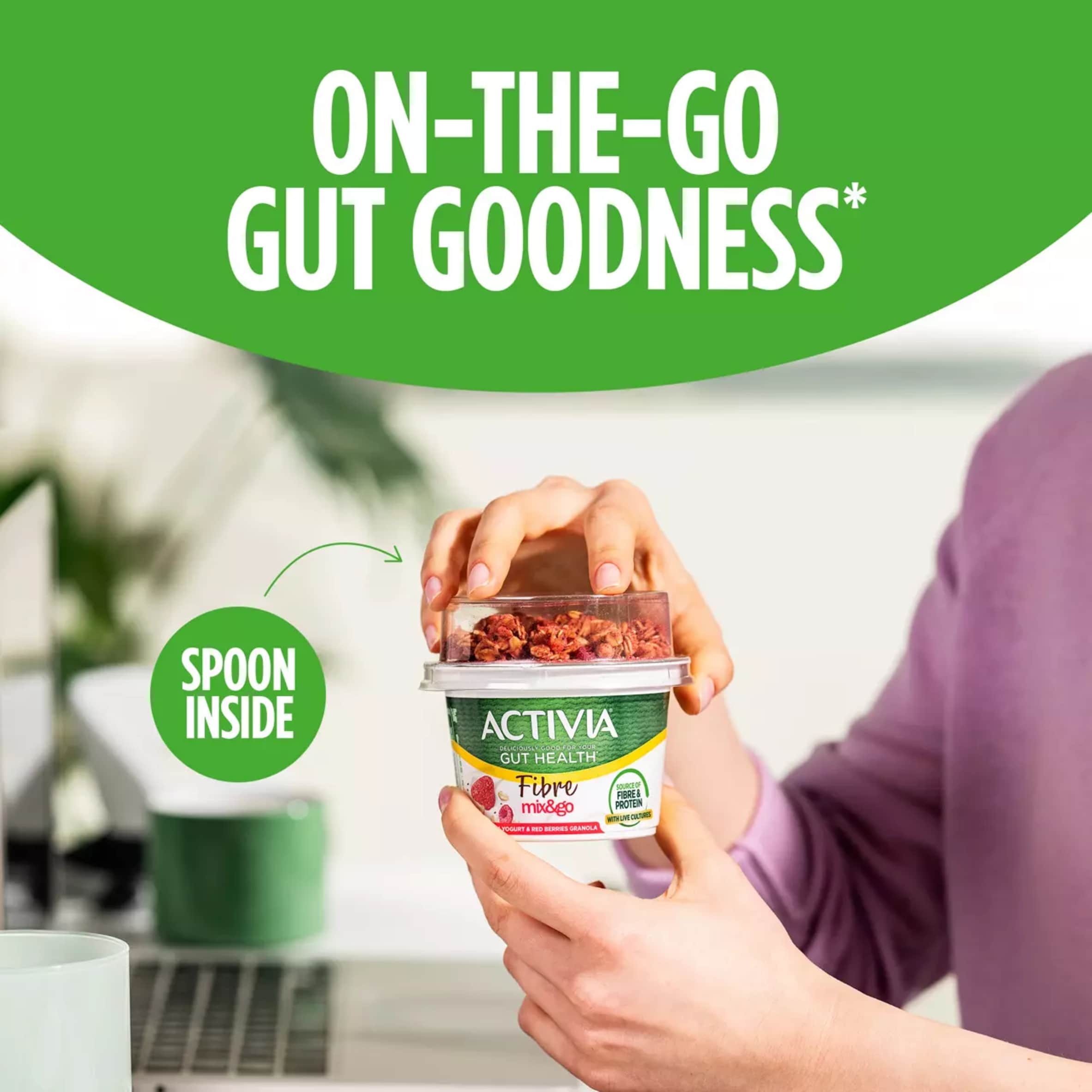 Activia Natural Yoghurt & Red Berries Chia Muesli Breakfast Topper with Spoon 165g thumbnail 5