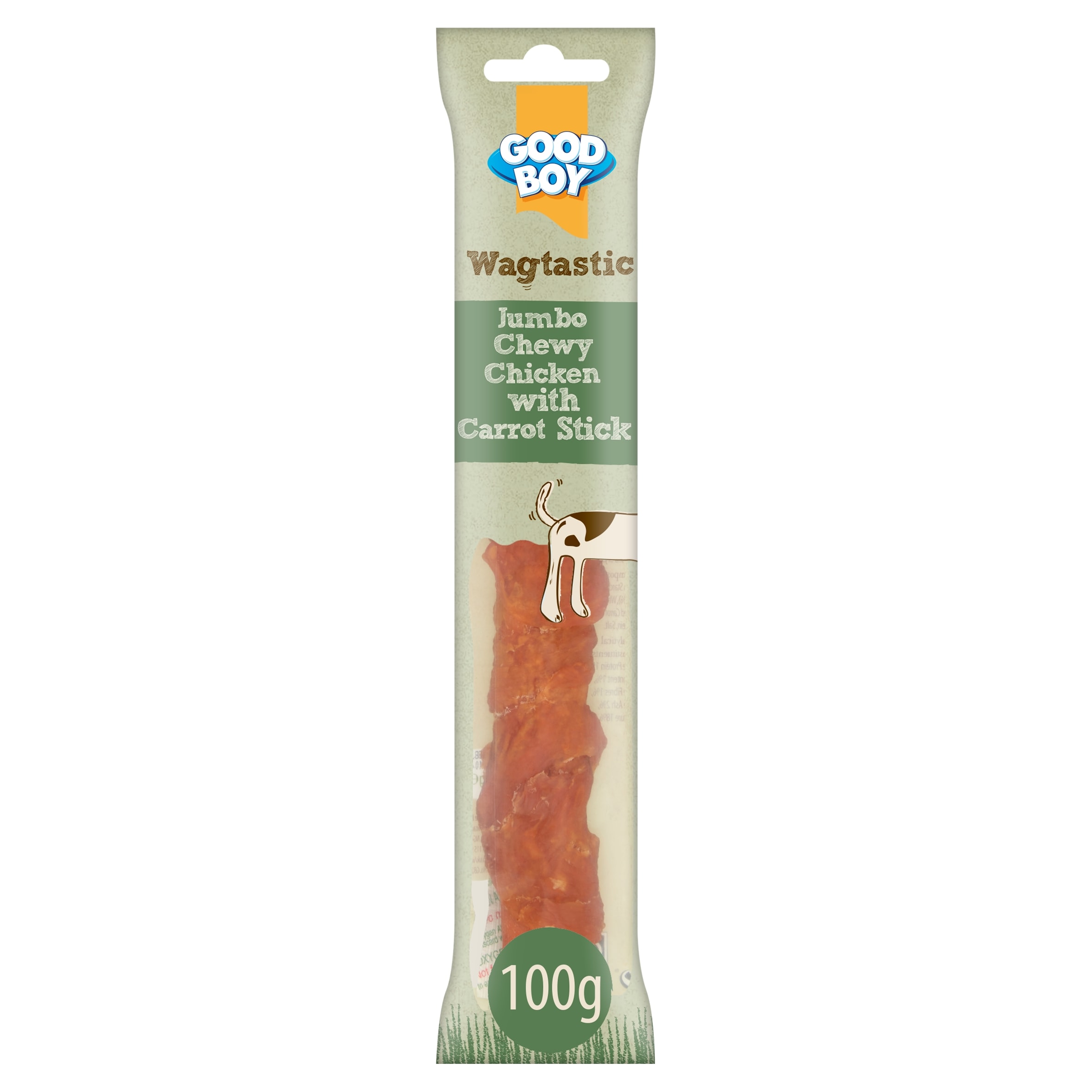 Good Boy Wagtastic Dog Treats Jumbo Chicken Carrot Stick 100g