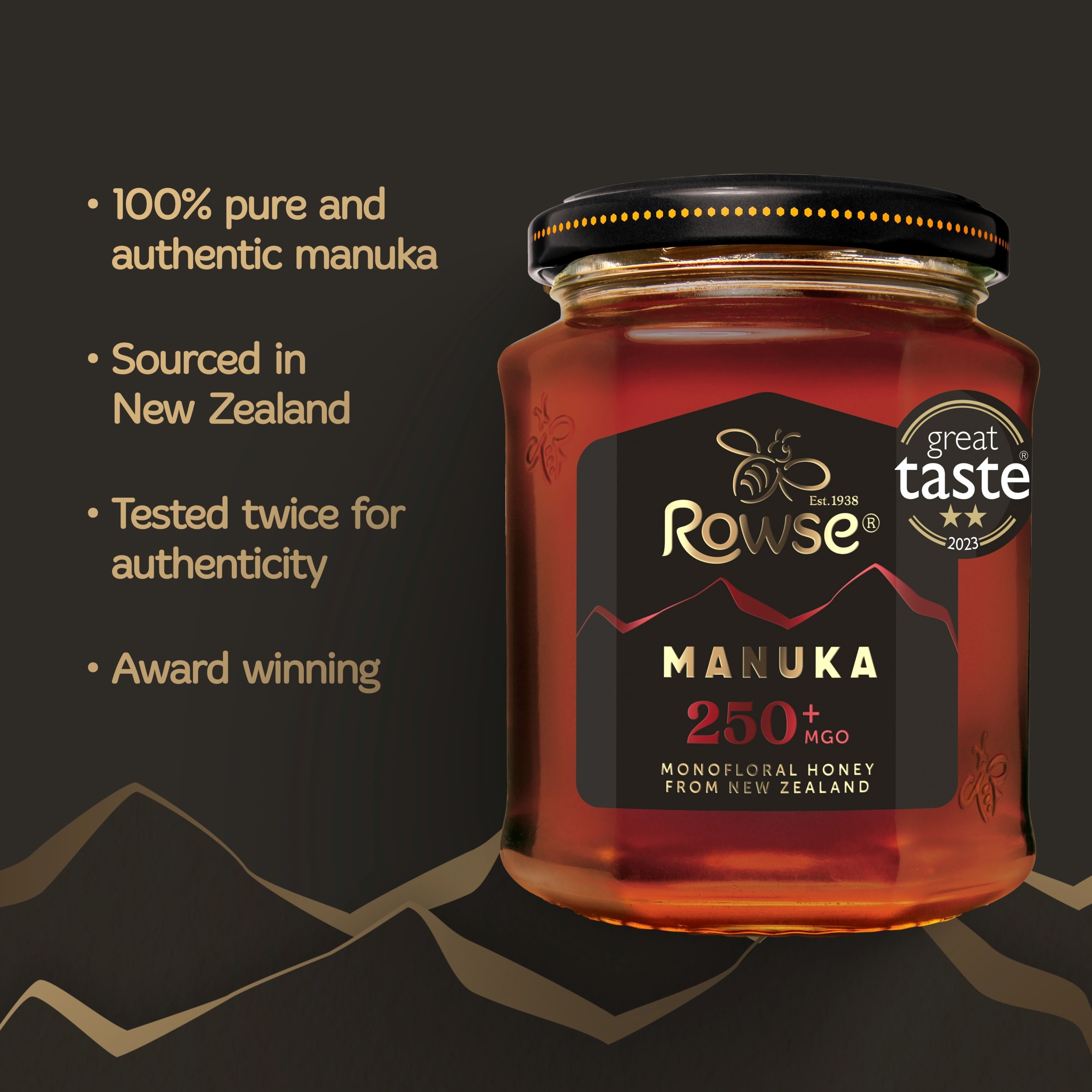 Rowse Authentic Manuka New Zealand Honey 250+ Mgo 225G thumbnail 2