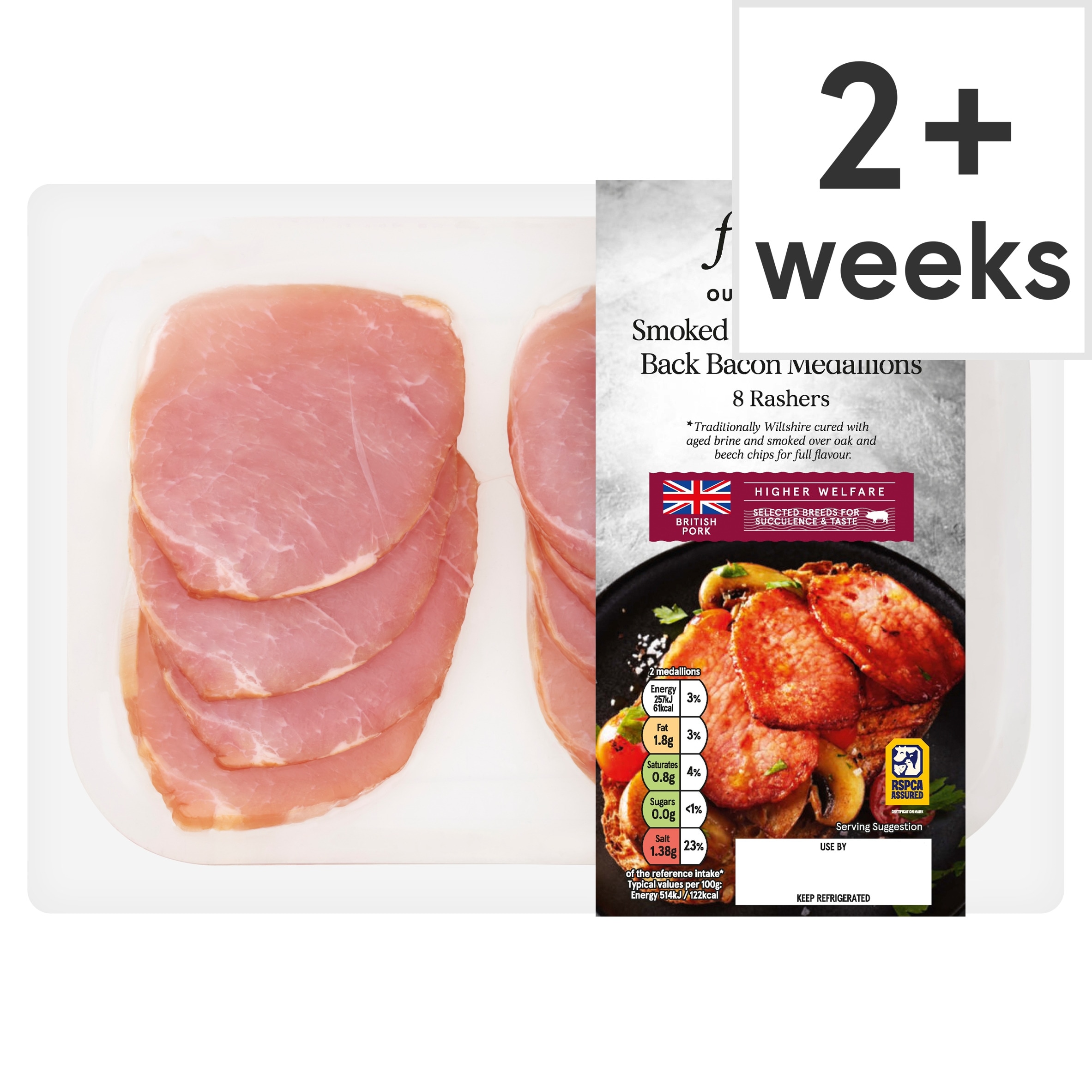 Tesco Finest 8 Smoked Bacon Medallions 200G