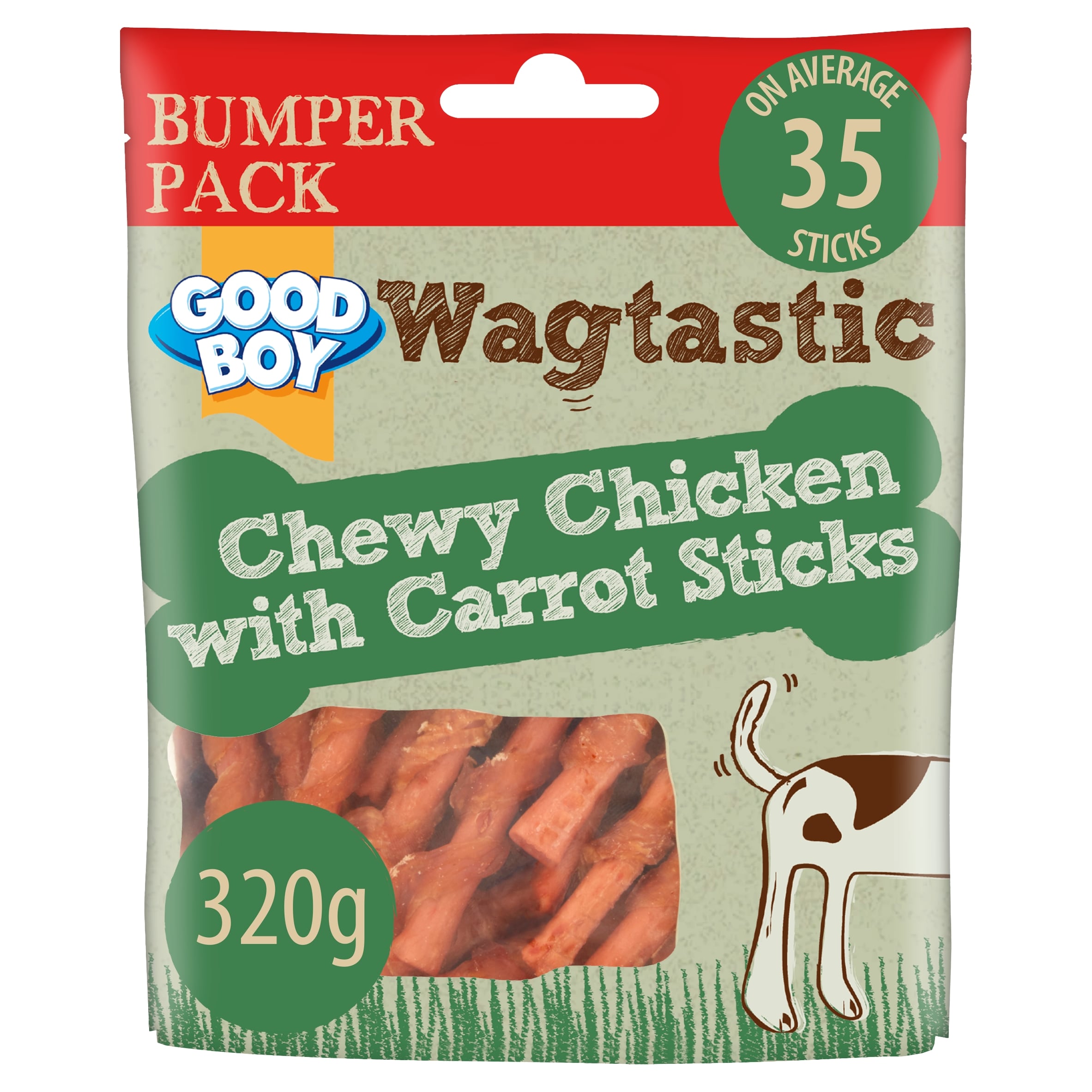 Good Boy Wagtastic Dog Treats Chicken Carrot Sticks 320g
