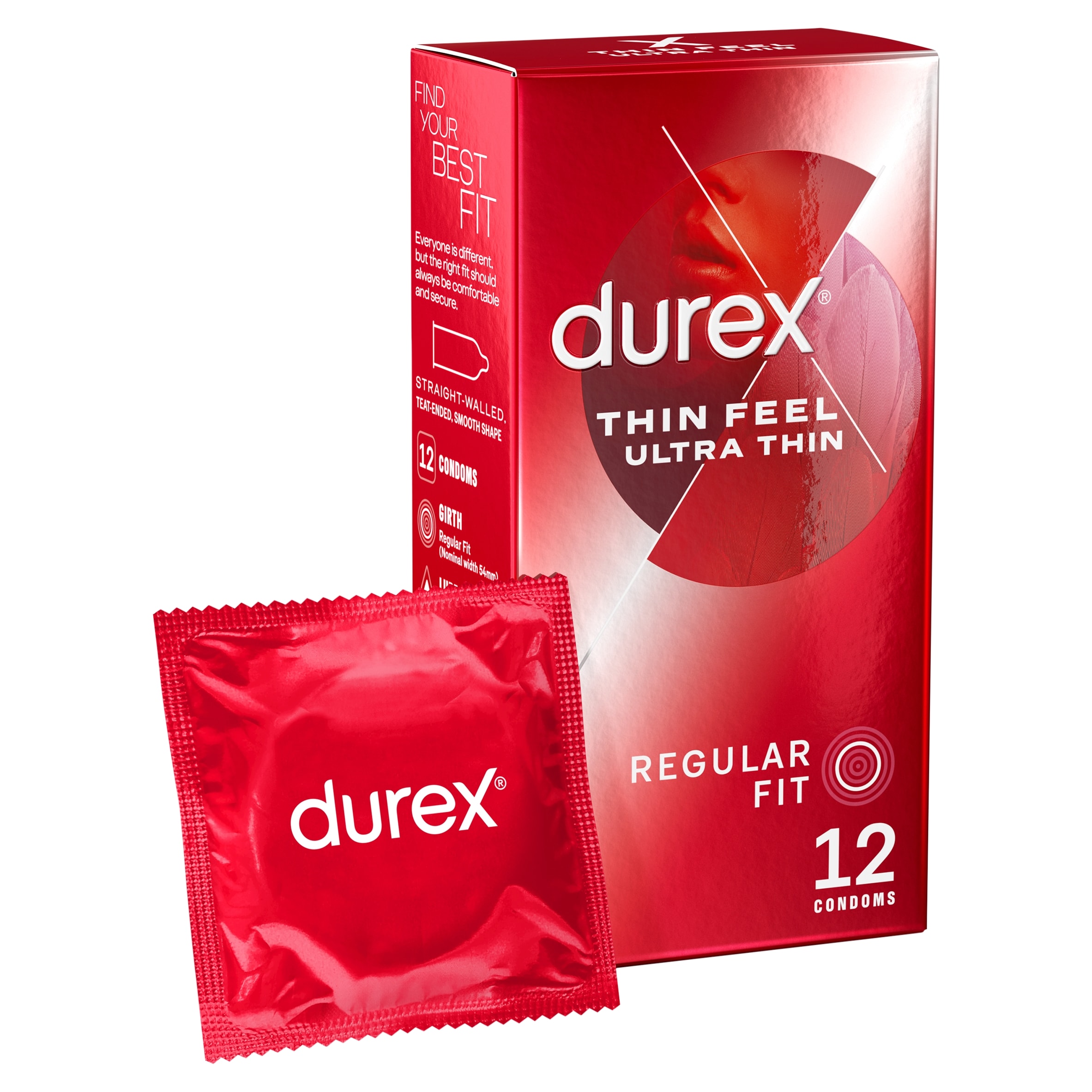 Durex Thin Feel Ultra Thin Condoms Regular Fit 12 Pack 