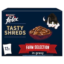 FELIX Tasty Shreds Farm Selection in Gravy Wet Cat Food 12x80g