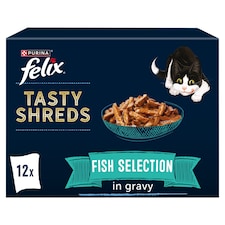 FELIX Tasty Shreds Fish Selection in Gravy Wet Cat Food 12x80g