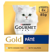 Gourmet Gold Senior Cat Food Tinned Pate Salmon 8X85g