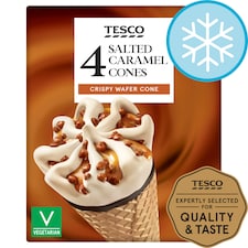 Tesco Salted Caramel Cones 4X110ml