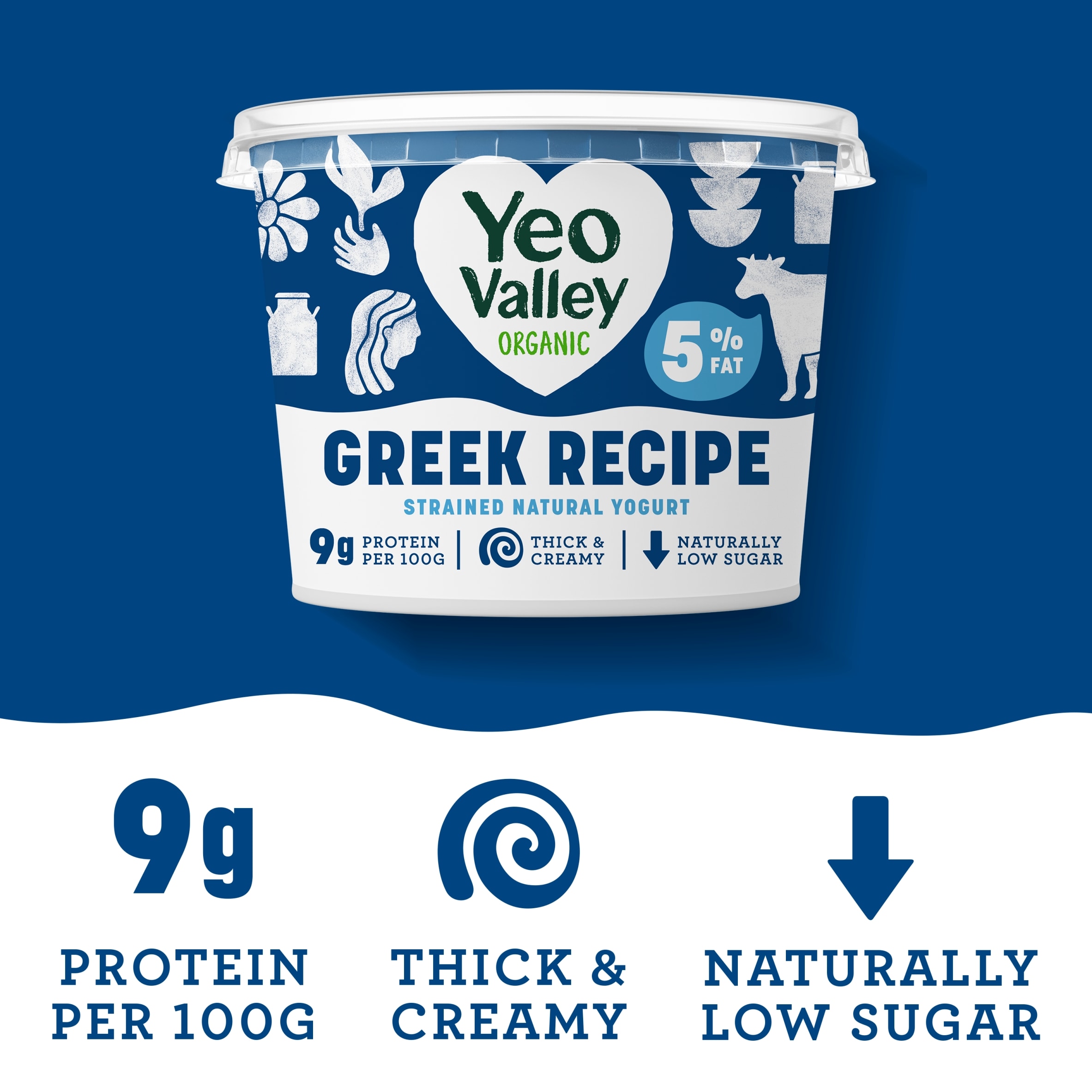 Yeo Valley Organic 5% Greek Recipe Yogurt 450g thumbnail 2