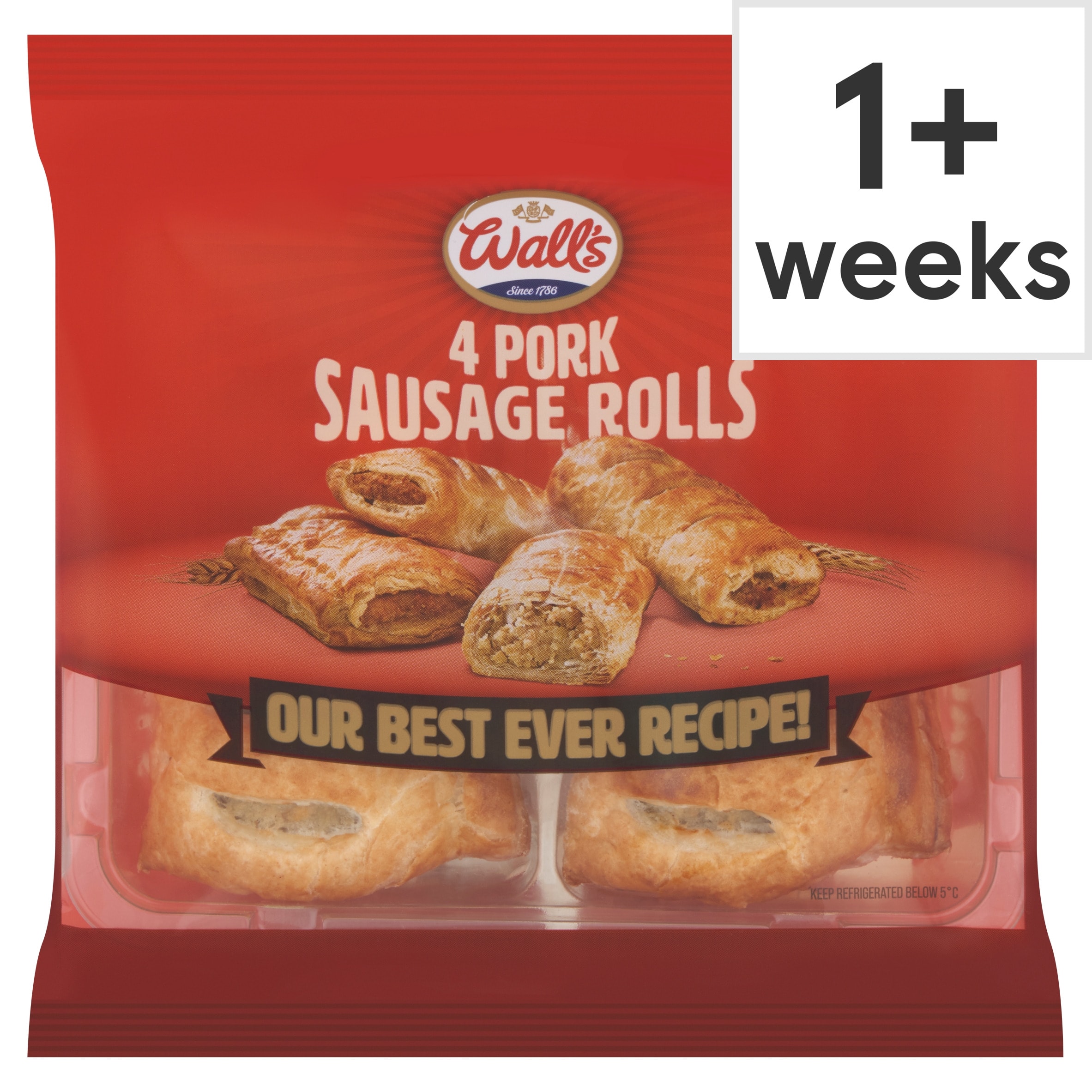 Wall's 4 Hearty Pork Sausage Rolls 