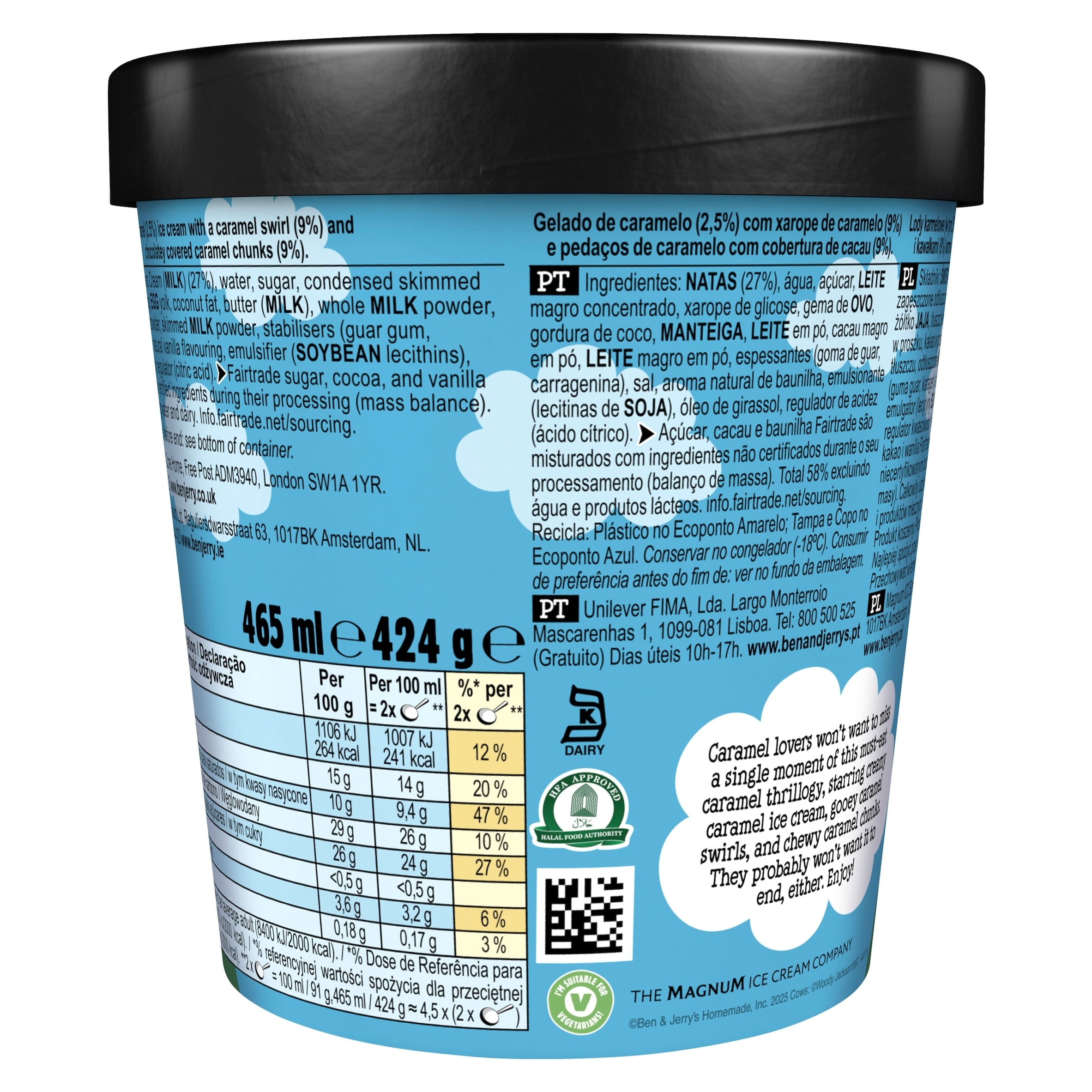 Ben & Jerry's Caramel Chew Chew Ice Cream Tub 465ml thumbnail 2