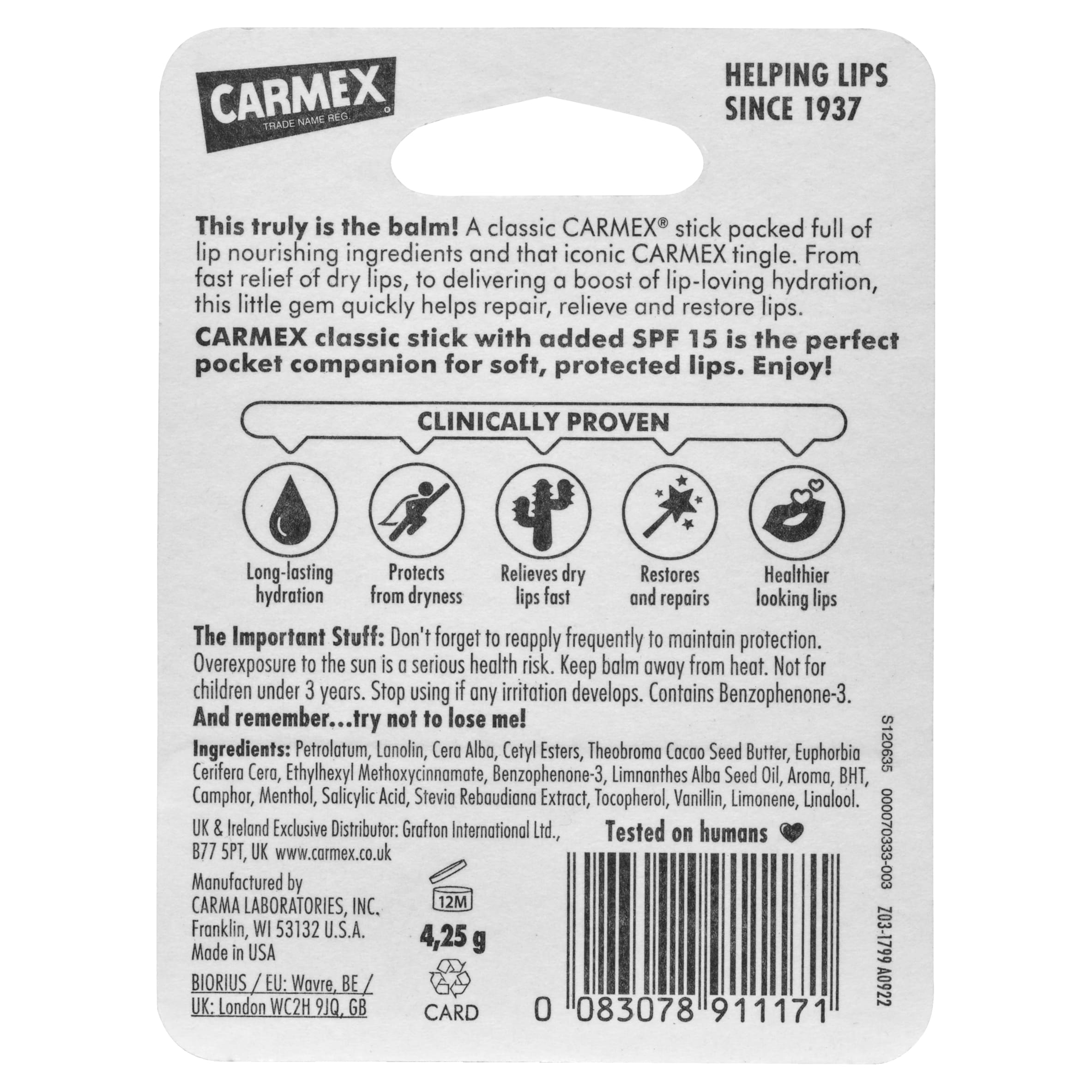 Carmex Classic Moisturising Lip Balm 4.25G thumbnail 2