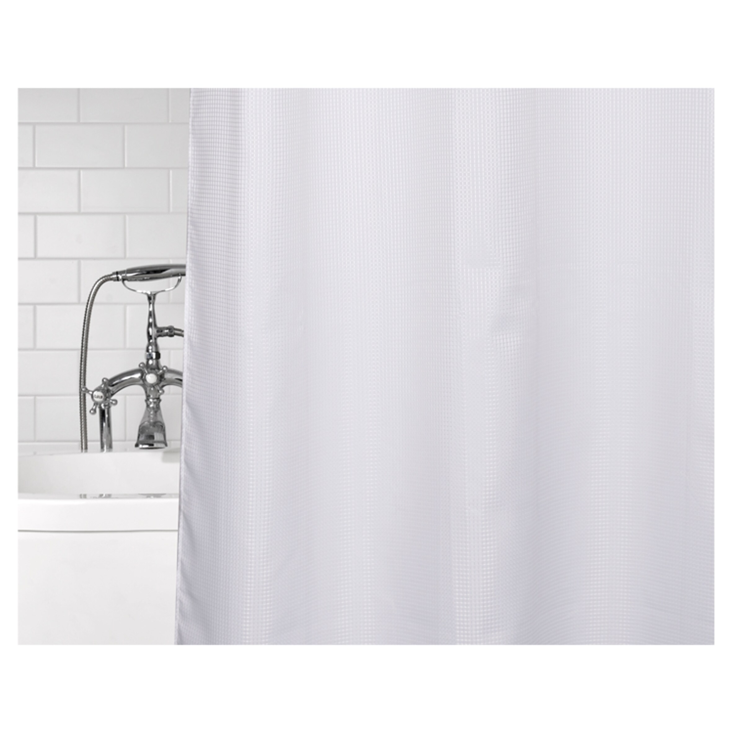 F&F Home White Waffle Shower Curtain thumbnail 2
