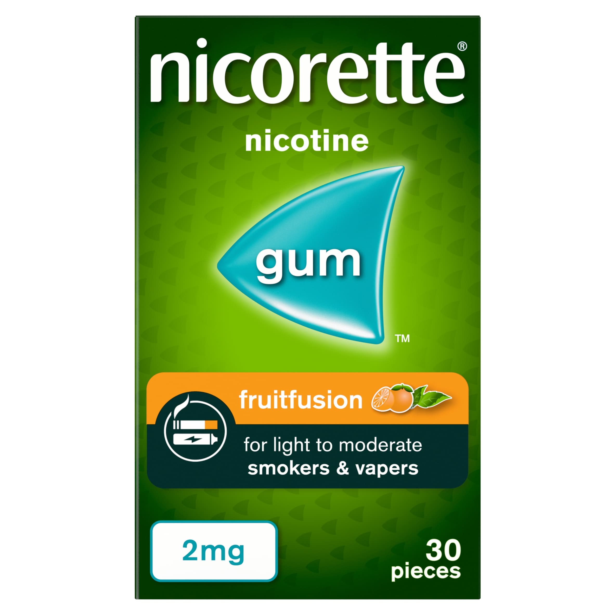 Nicorette Stop Smoking Aid 2mg Nicotine Gum - Fruitfusion 30s
