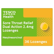 Tesco Health Dual Action Sore Throat Relief Lozenges - Honey Lemon 36s