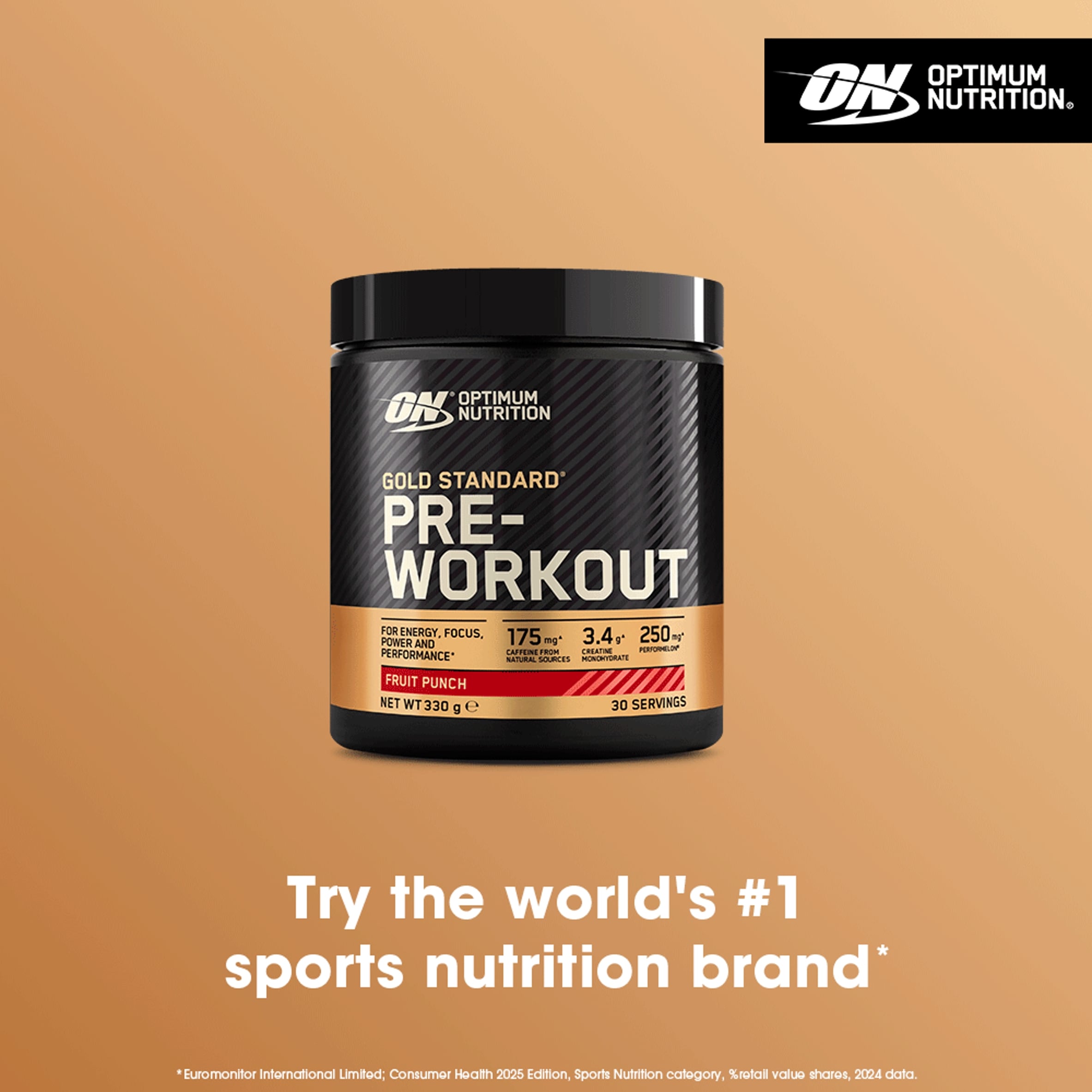 Optimum Nutrition Gold Standard Pre-Workout Supplement - Fruit Punch 330g thumbnail 3