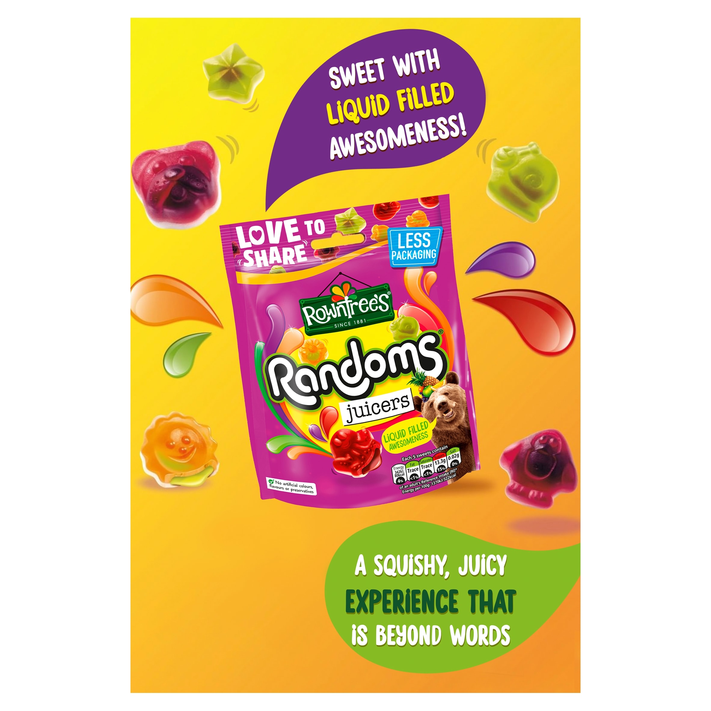 Rowntree's Randoms Juicers Sweets Sharing Bag 140g thumbnail 2