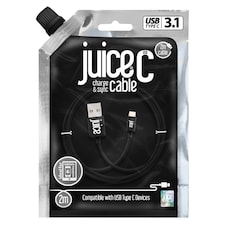 Juice USB C Phone Charger Cable 2M Black