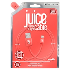 Juice Apple Lightning USB iPhone Charger Cable 1M Coral