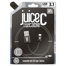 Juice USB C Phone Charger Cable 1M Black