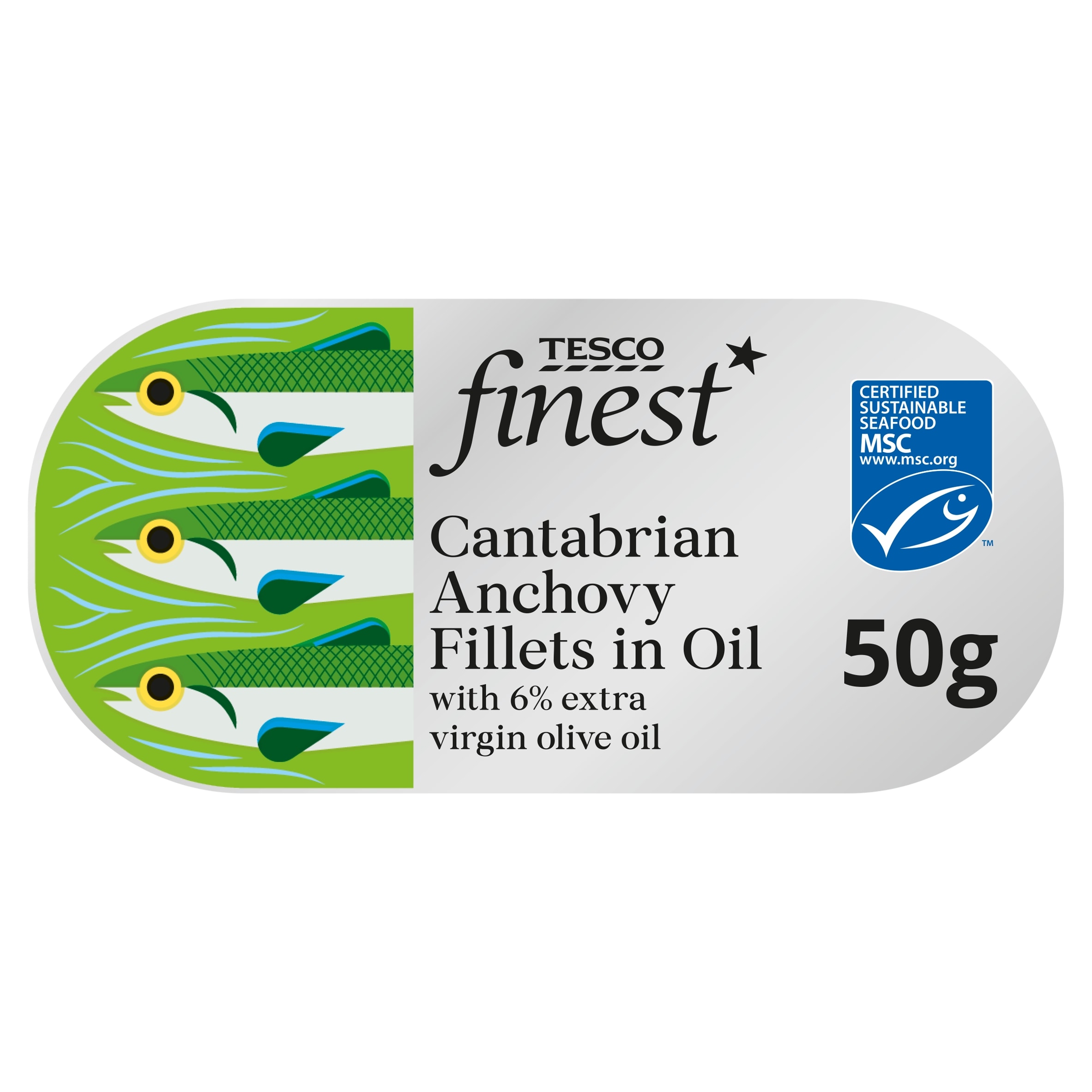 Tesco Finest Cantabrian Anchovy Fillets in Oil 50g