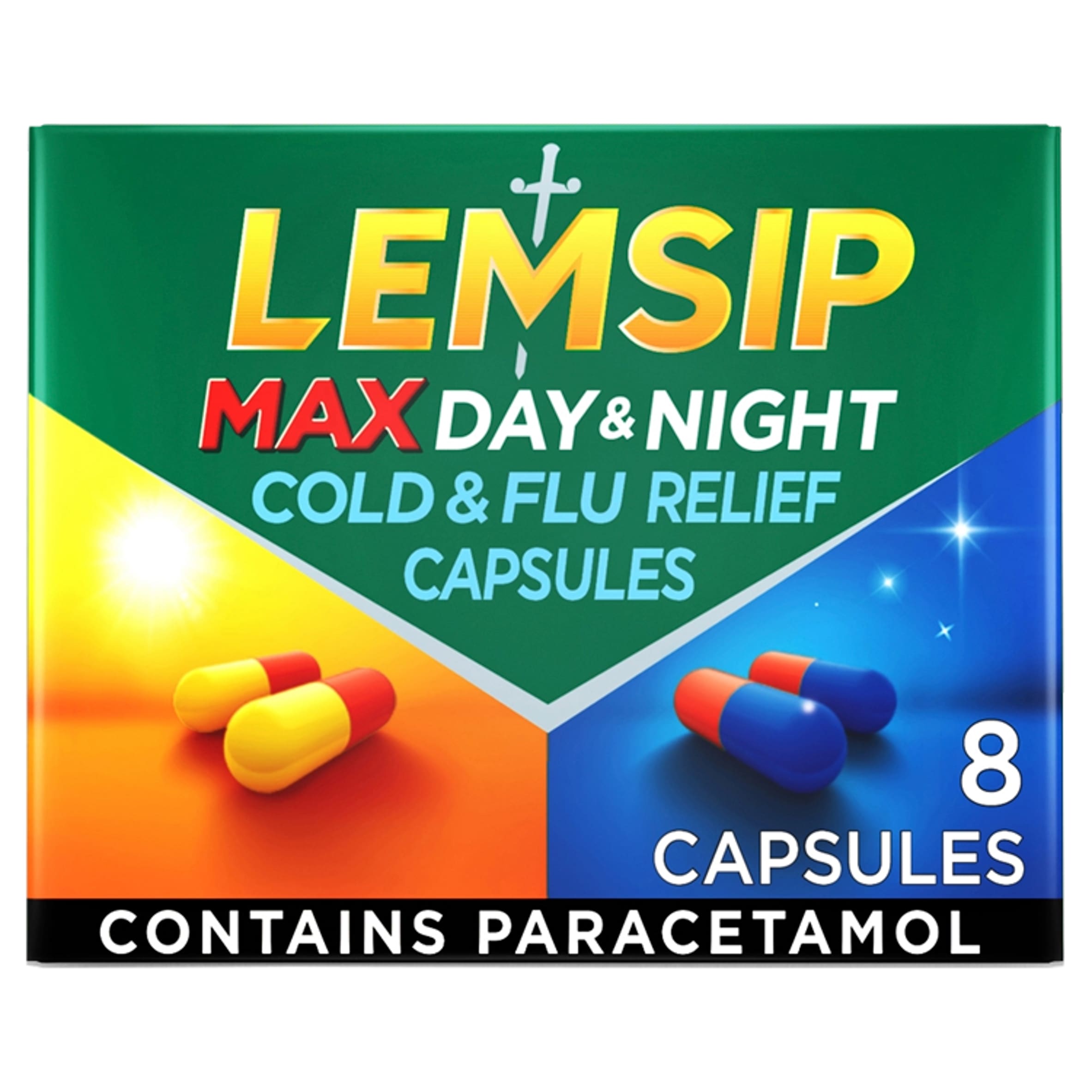 Lemsip Max Day & Night Capsules Paracetamol Cold and Flu 8 Pack