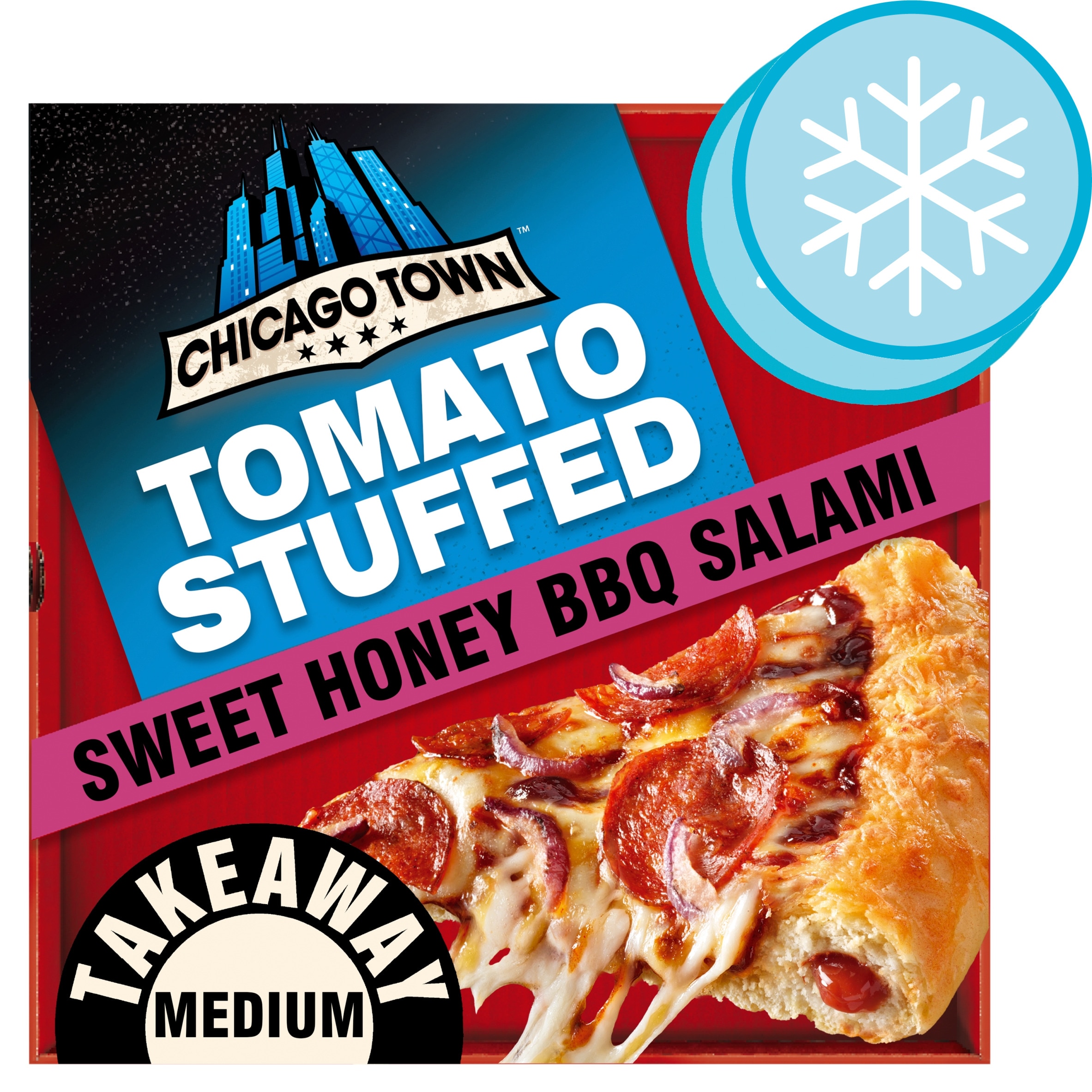 Chicago Town Takeaway Stuffed Crust BBQ Pepperoni Salami Large Pizza