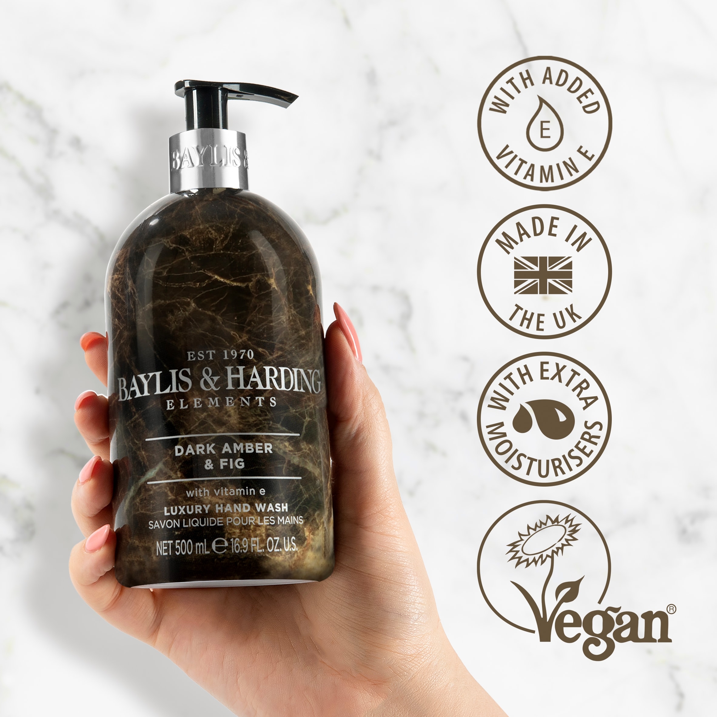 Baylis & Harding Elements Luxury Hand Wash - Dark Amber & Fig 500ml thumbnail 2