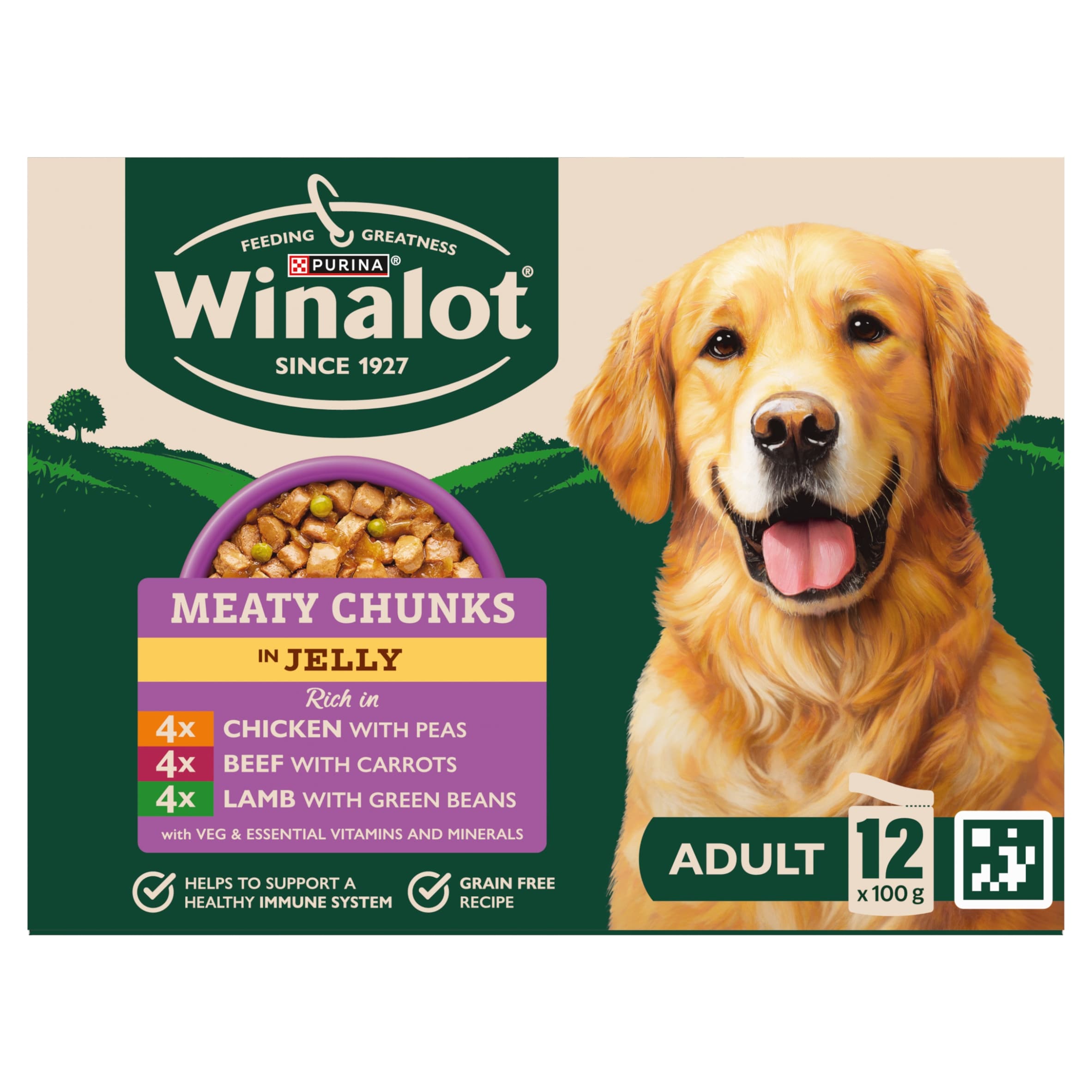 WINALOT Meaty Chunks Mixed in Jelly Wet Dog Food 12x100g thumbnail 2