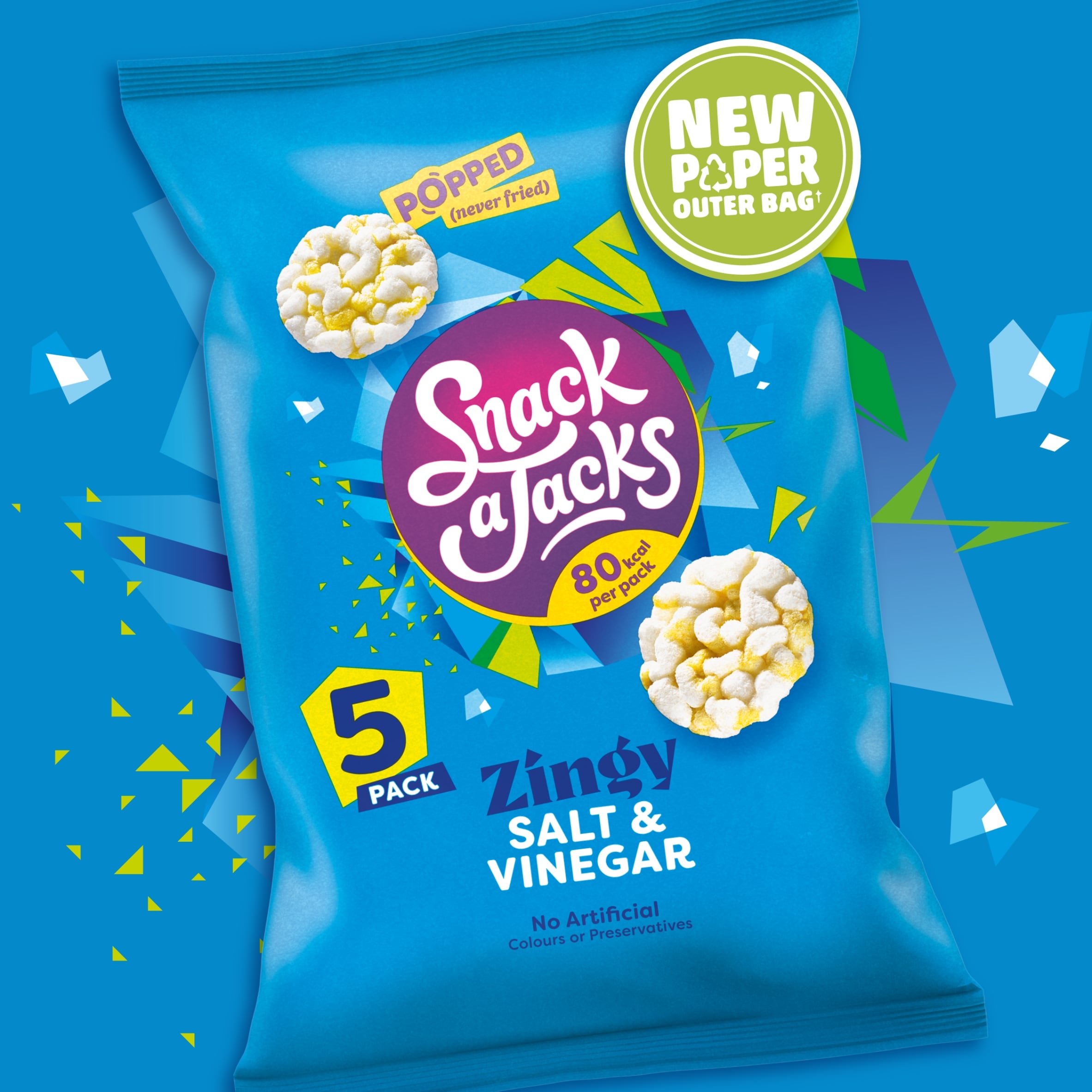 Snack a Jacks Salt & Vinegar Rice Cakes Multipack Snacks 5x19g thumbnail 2