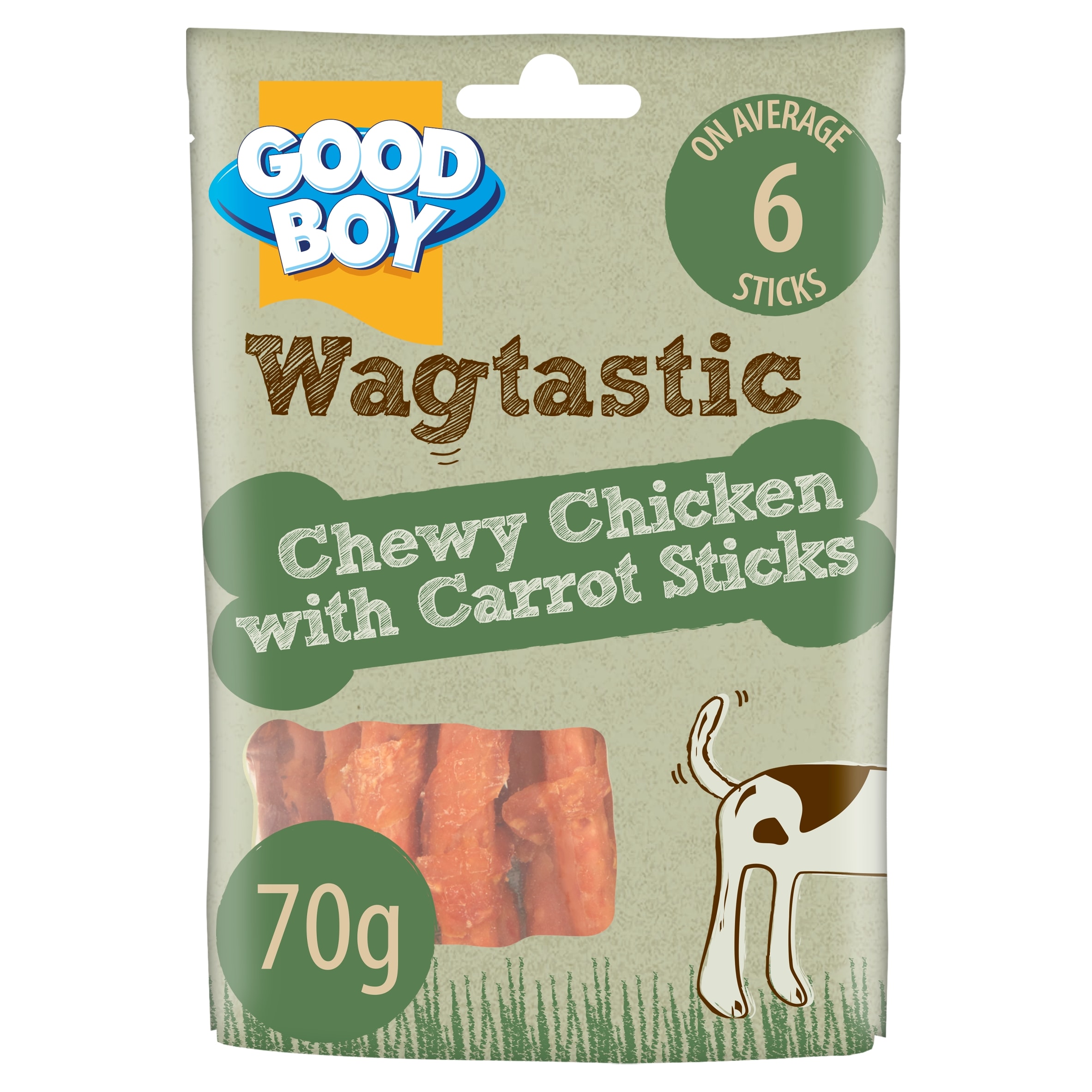 Good Boy Wagtastic Dog Treats Chicken Carrot Sticks 70g