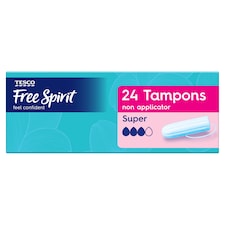 Tesco Free Spirit Non Applicator Super Tampons 24 Pack