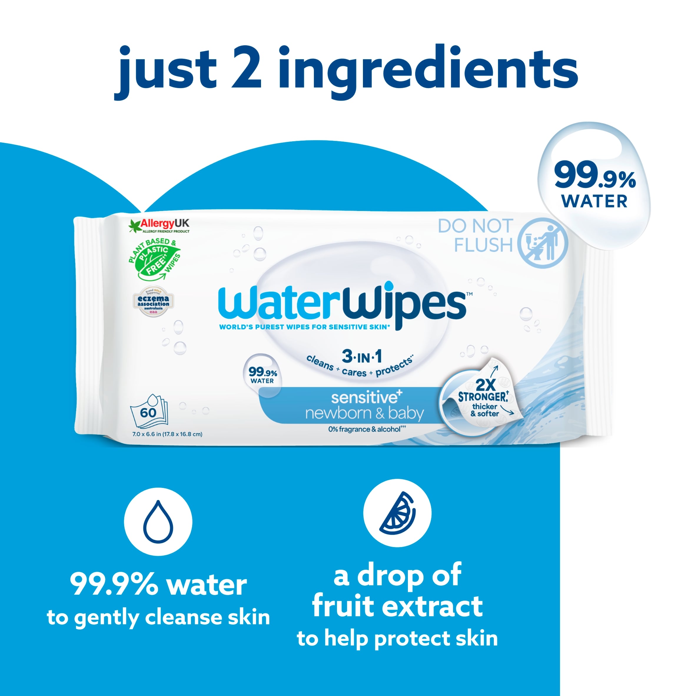 Waterwipes Biodegradable Baby Wipes 60 Pack thumbnail 3